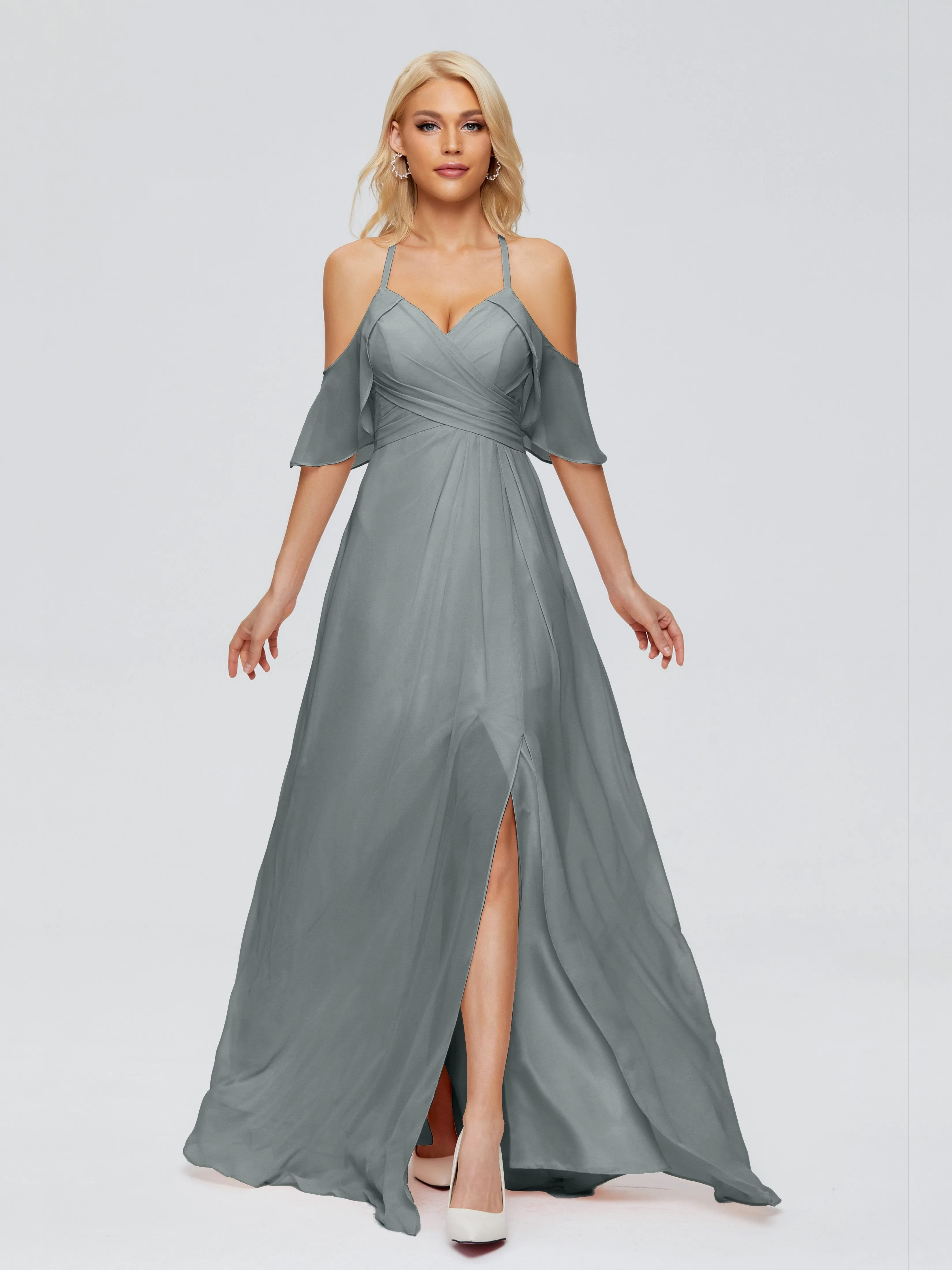 Taylor Elegant A-line Split Chiffon Bridesmaid Dresses