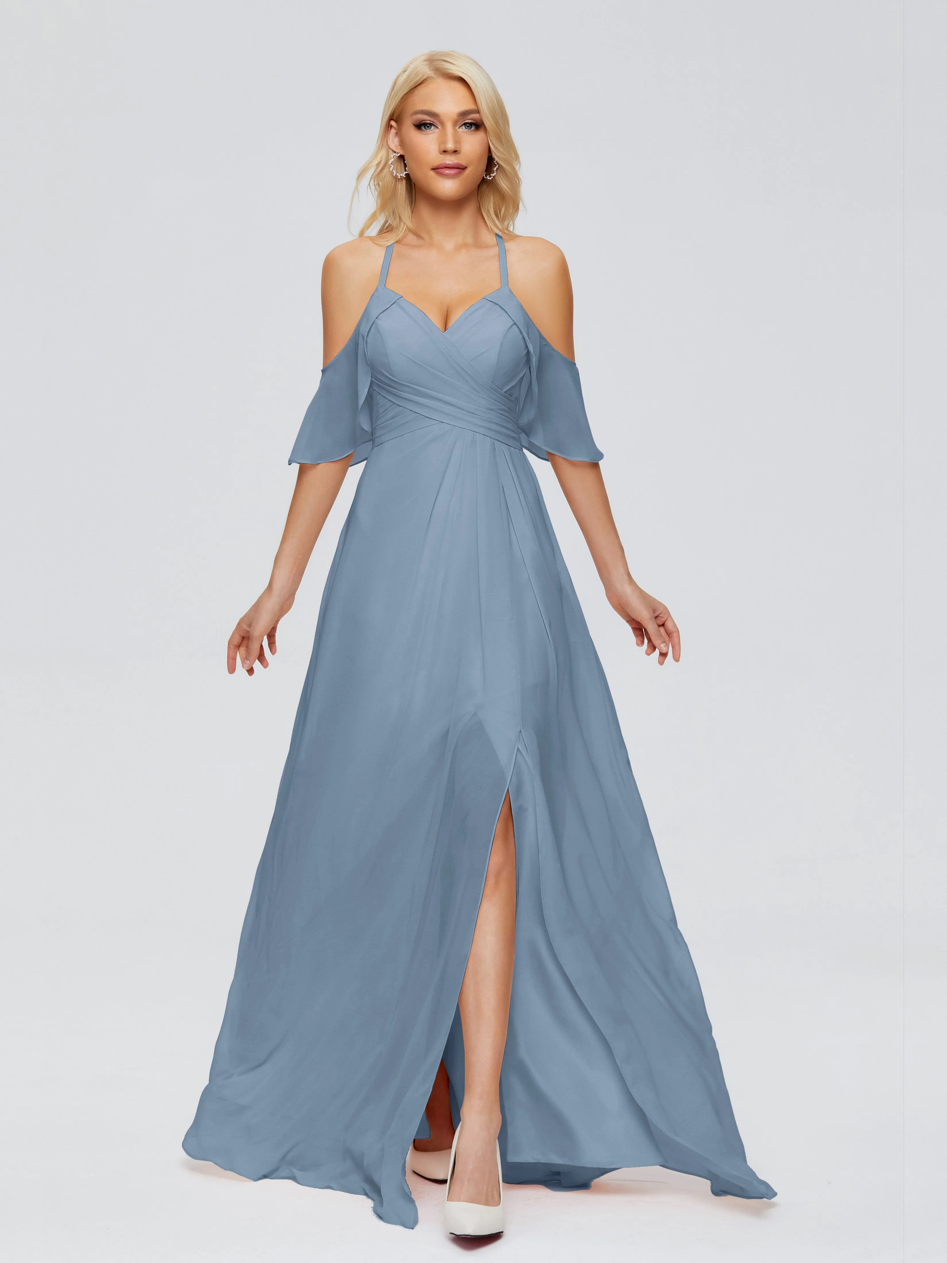 Taylor Elegant A-line Split Chiffon Bridesmaid Dresses