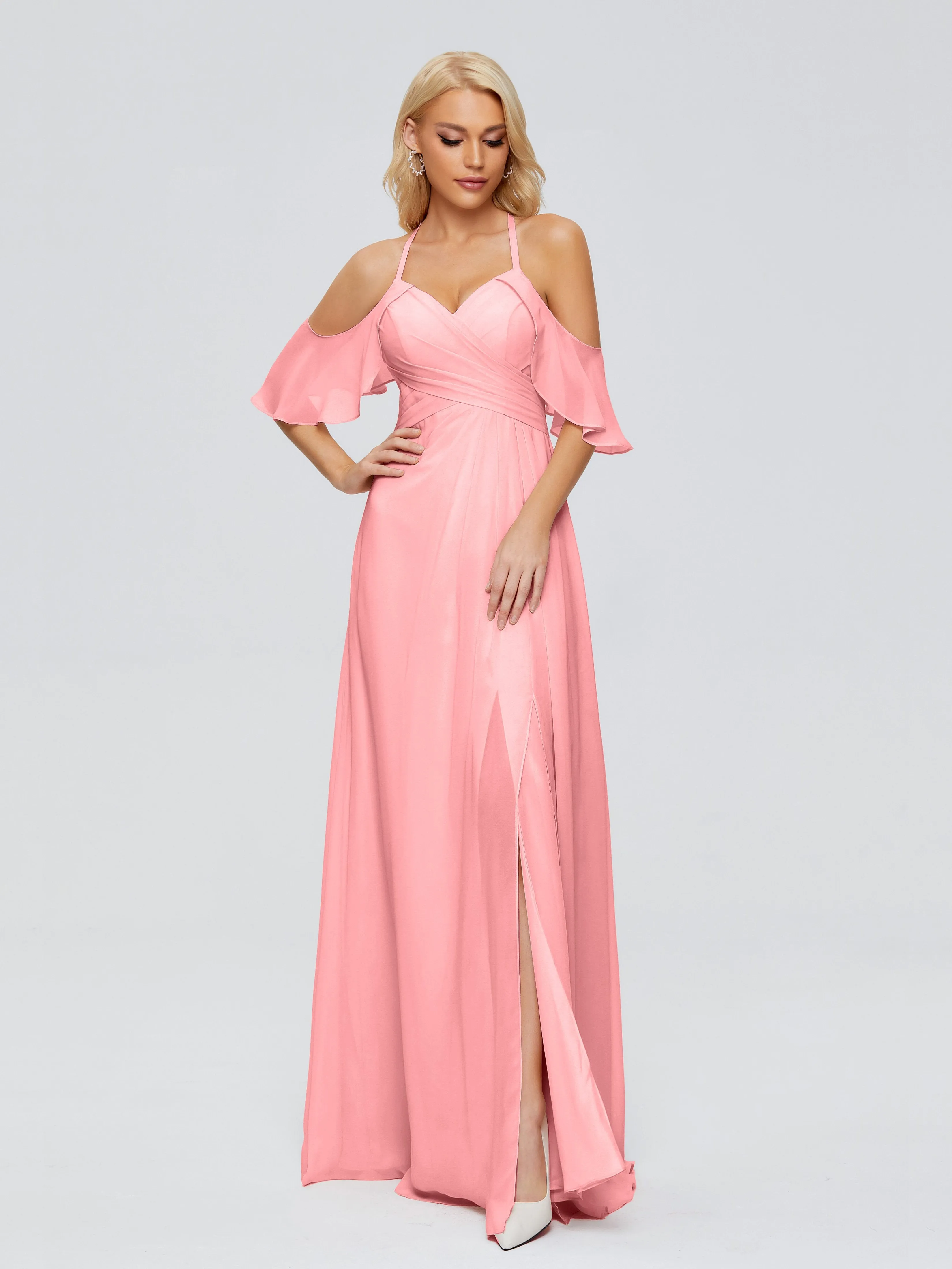 Taylor Elegant A-line Split Chiffon Bridesmaid Dresses