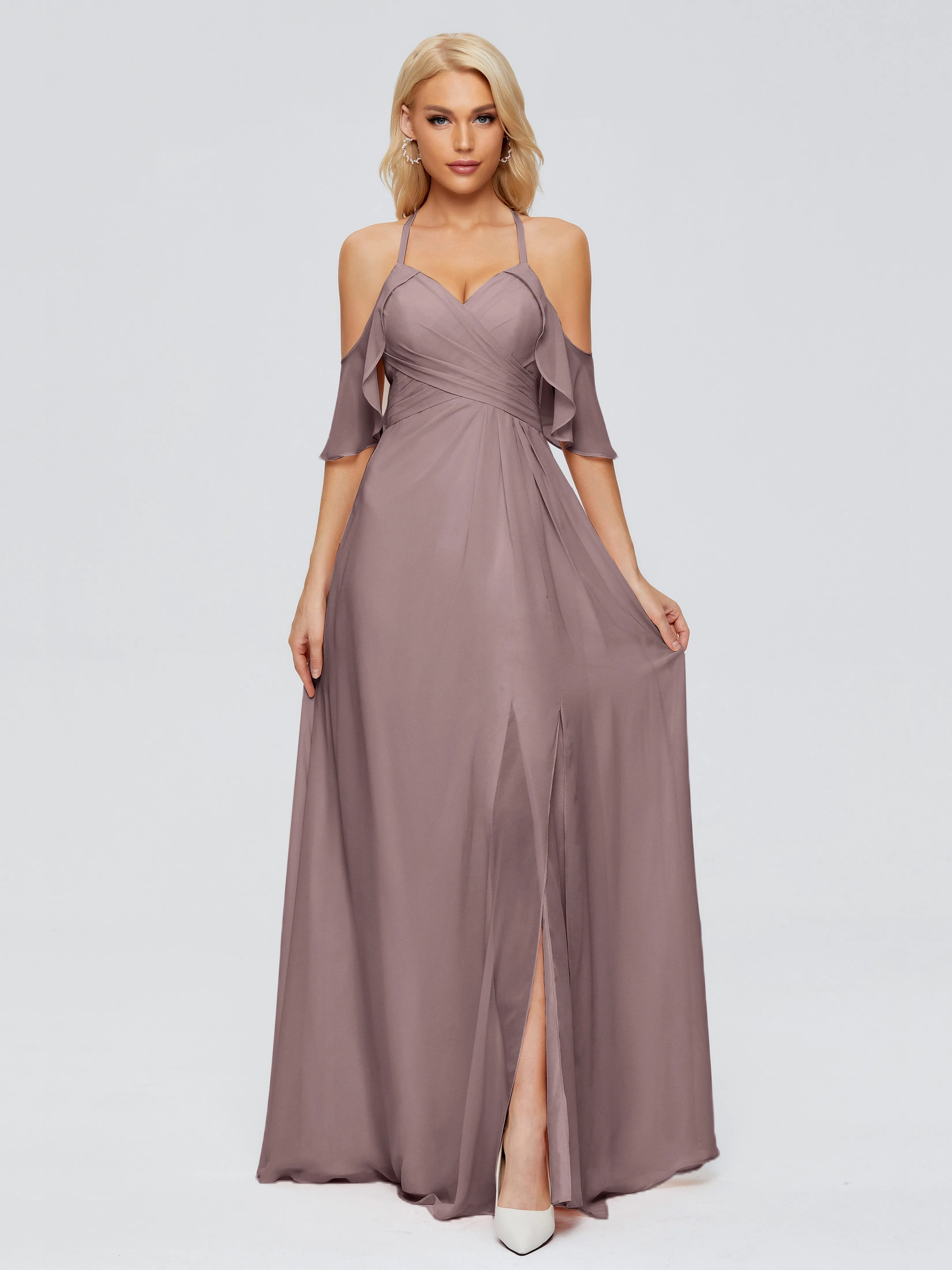Taylor Elegant A-line Split Chiffon Bridesmaid Dresses