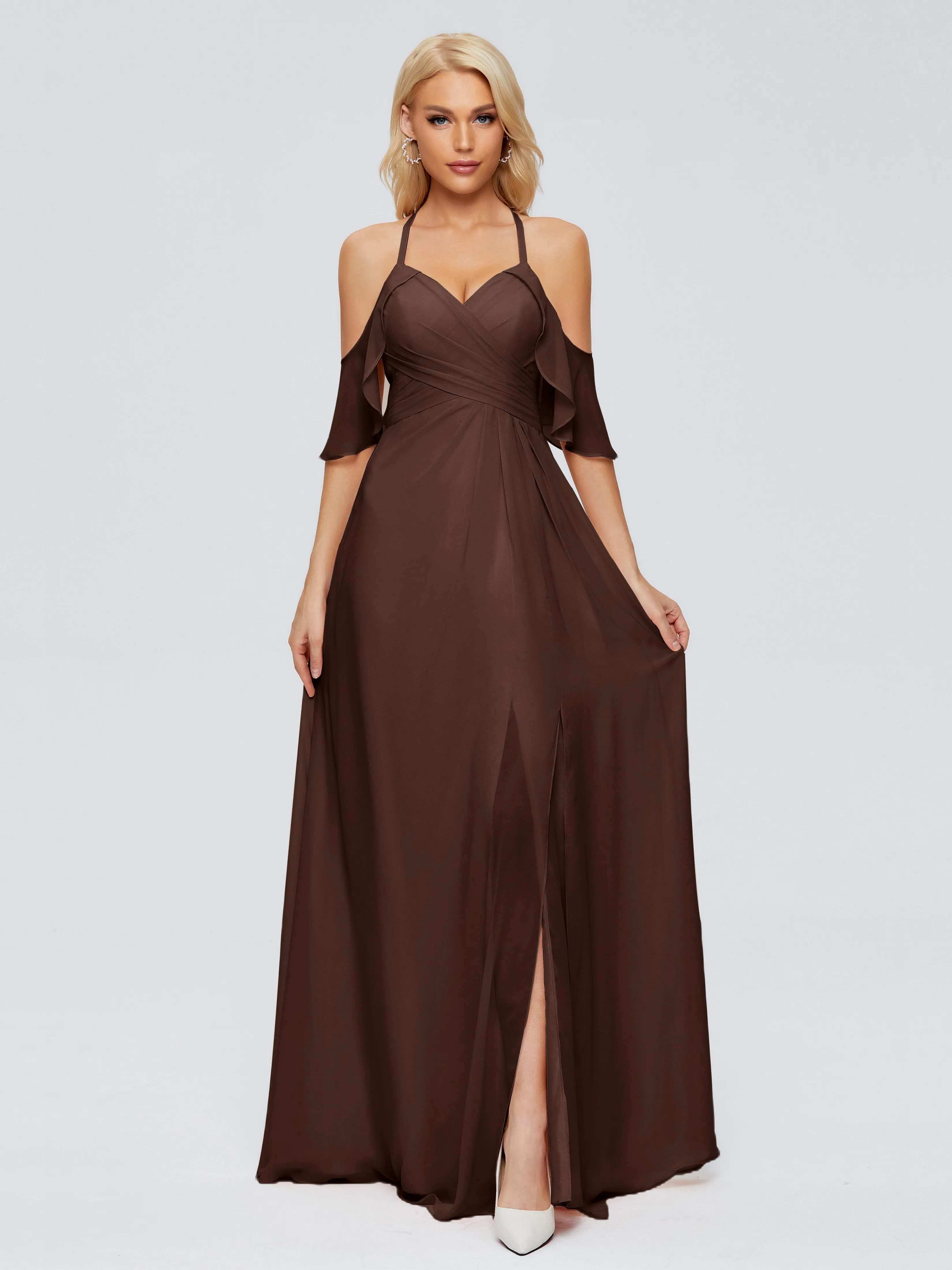Taylor Elegant A-line Split Chiffon Bridesmaid Dresses