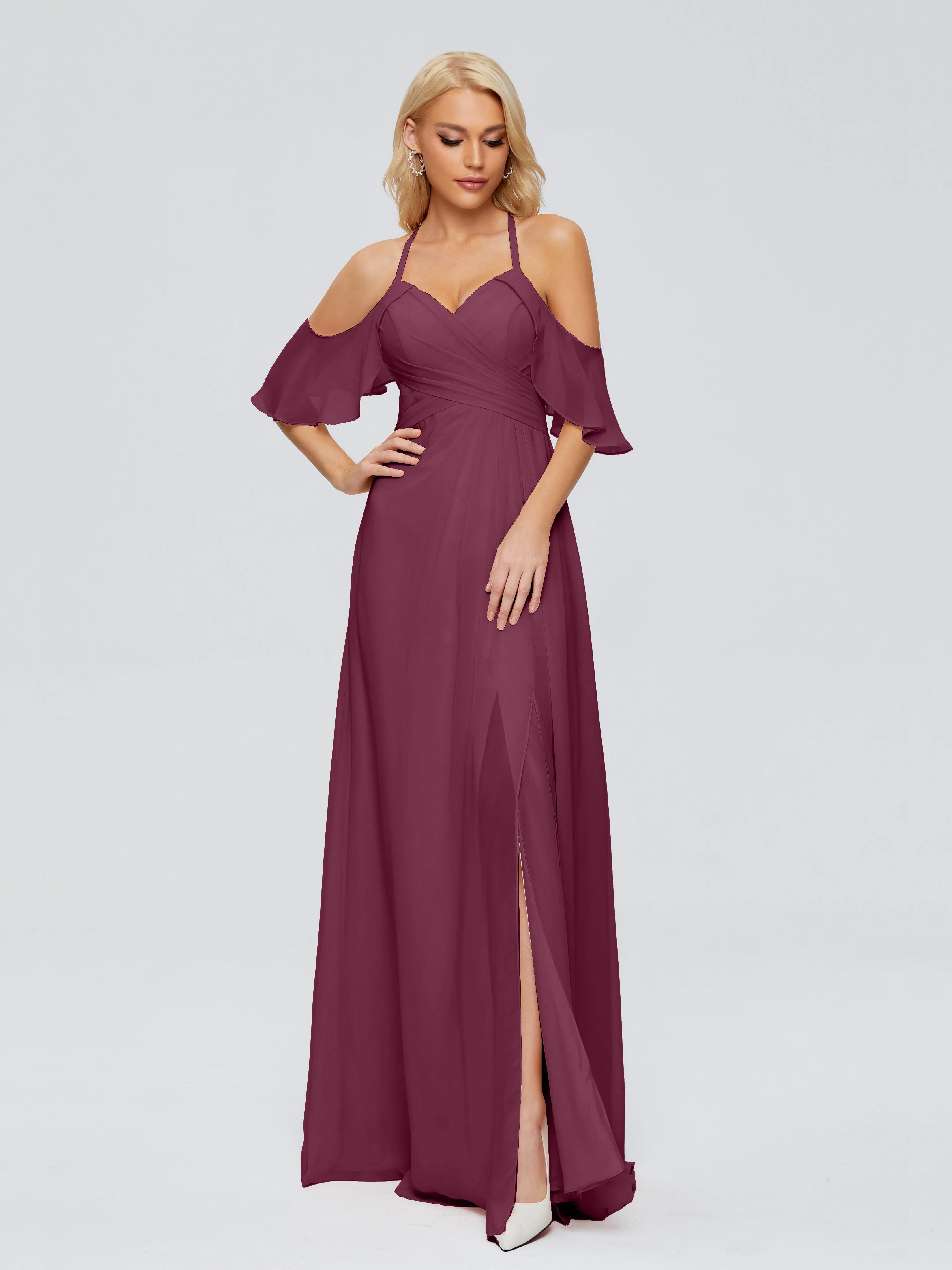 Taylor Elegant A-line Split Chiffon Bridesmaid Dresses