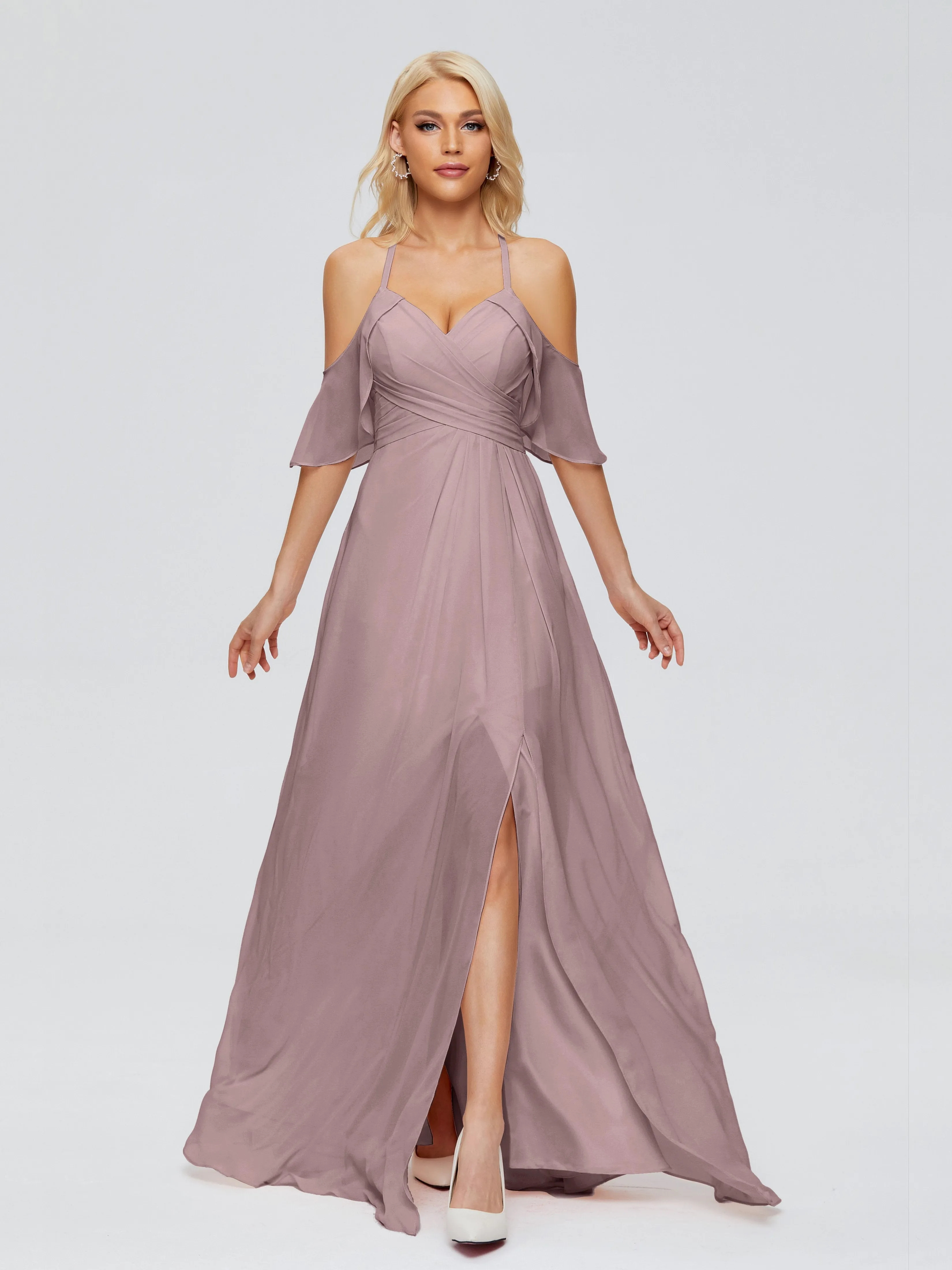 Taylor Elegant A-line Split Chiffon Bridesmaid Dresses