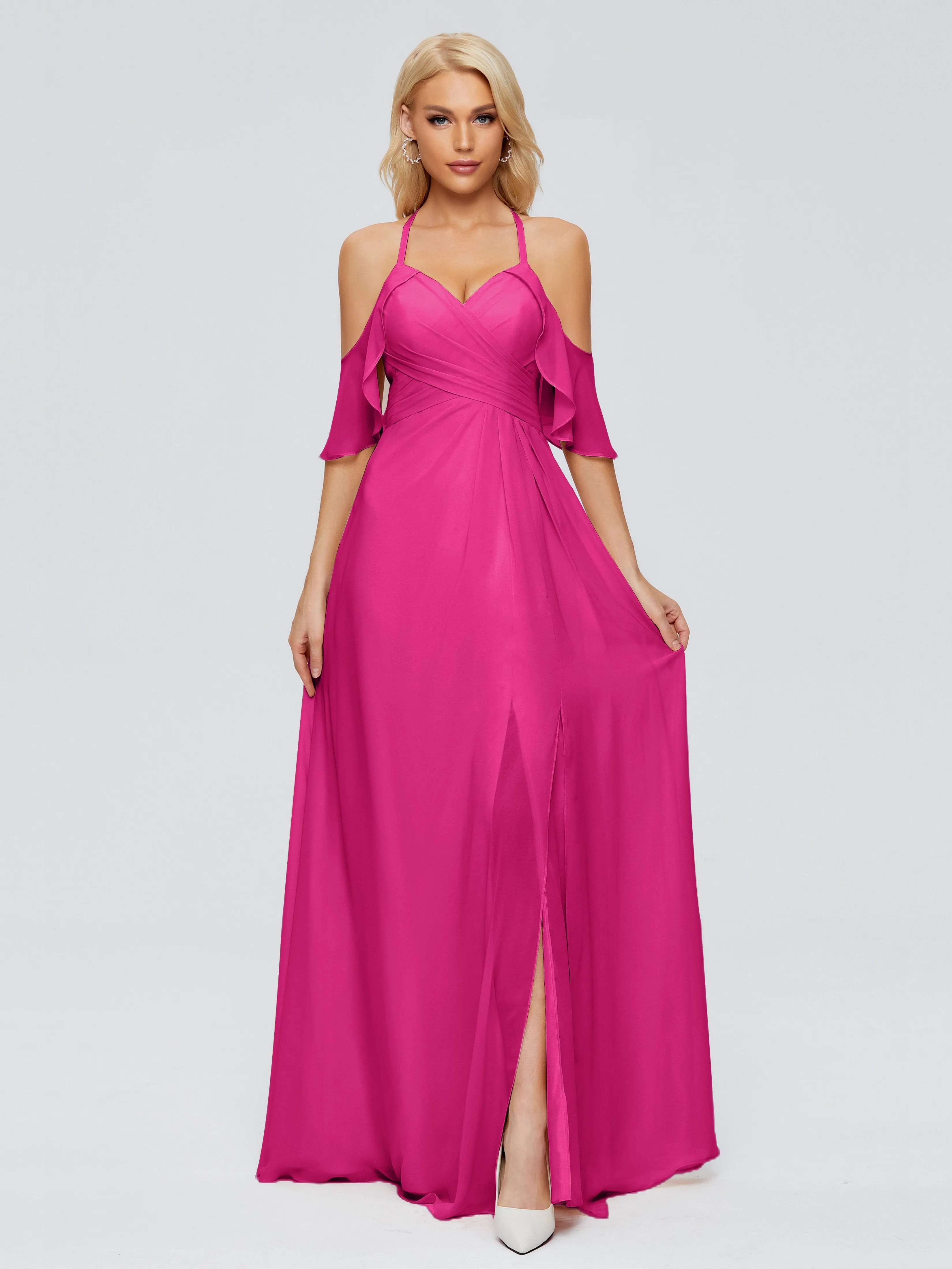 Taylor Elegant A-line Split Chiffon Bridesmaid Dresses