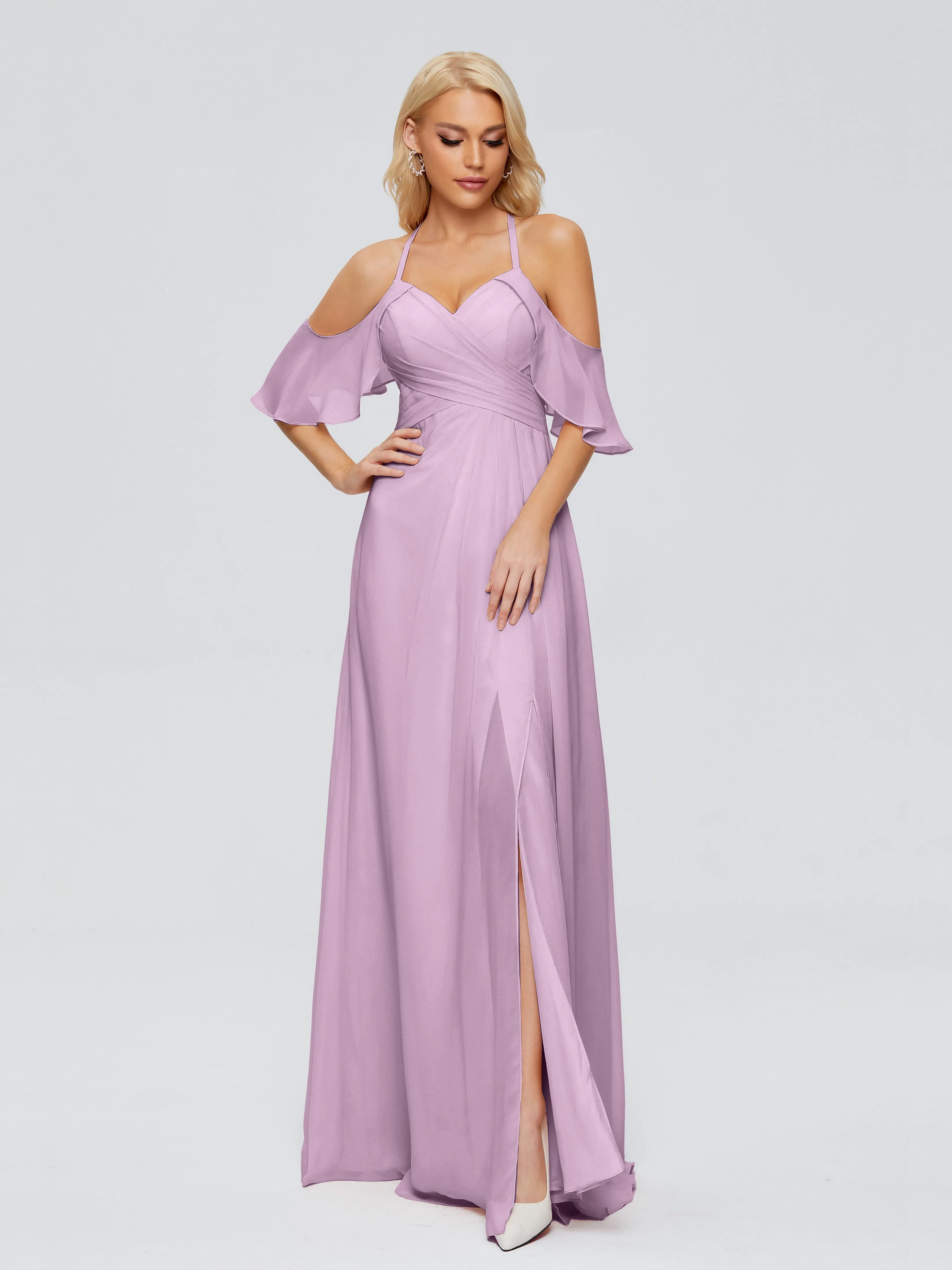 Taylor Elegant A-line Split Chiffon Bridesmaid Dresses