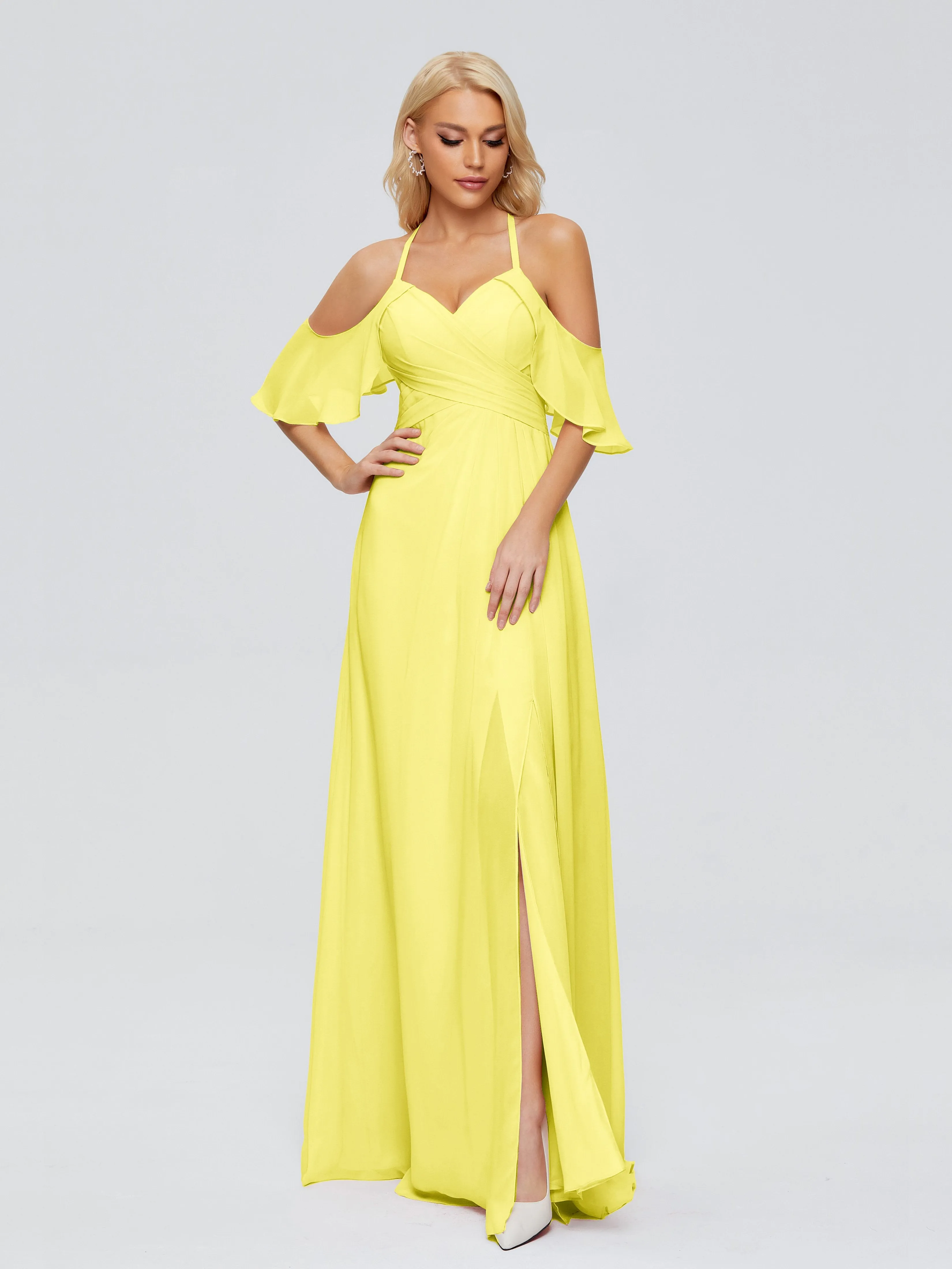 Taylor Elegant A-line Split Chiffon Bridesmaid Dresses