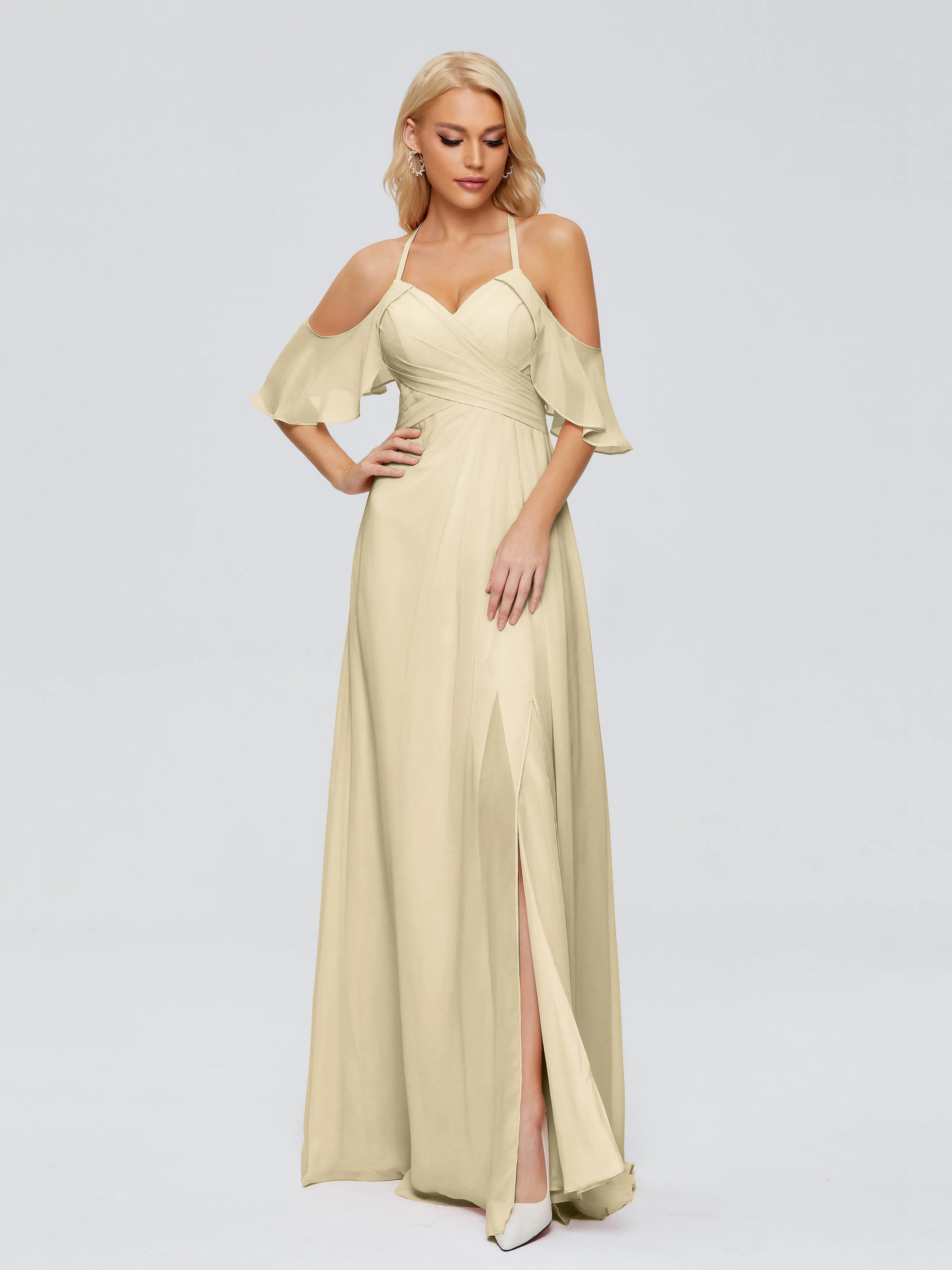 Taylor Elegant A-line Split Chiffon Bridesmaid Dresses