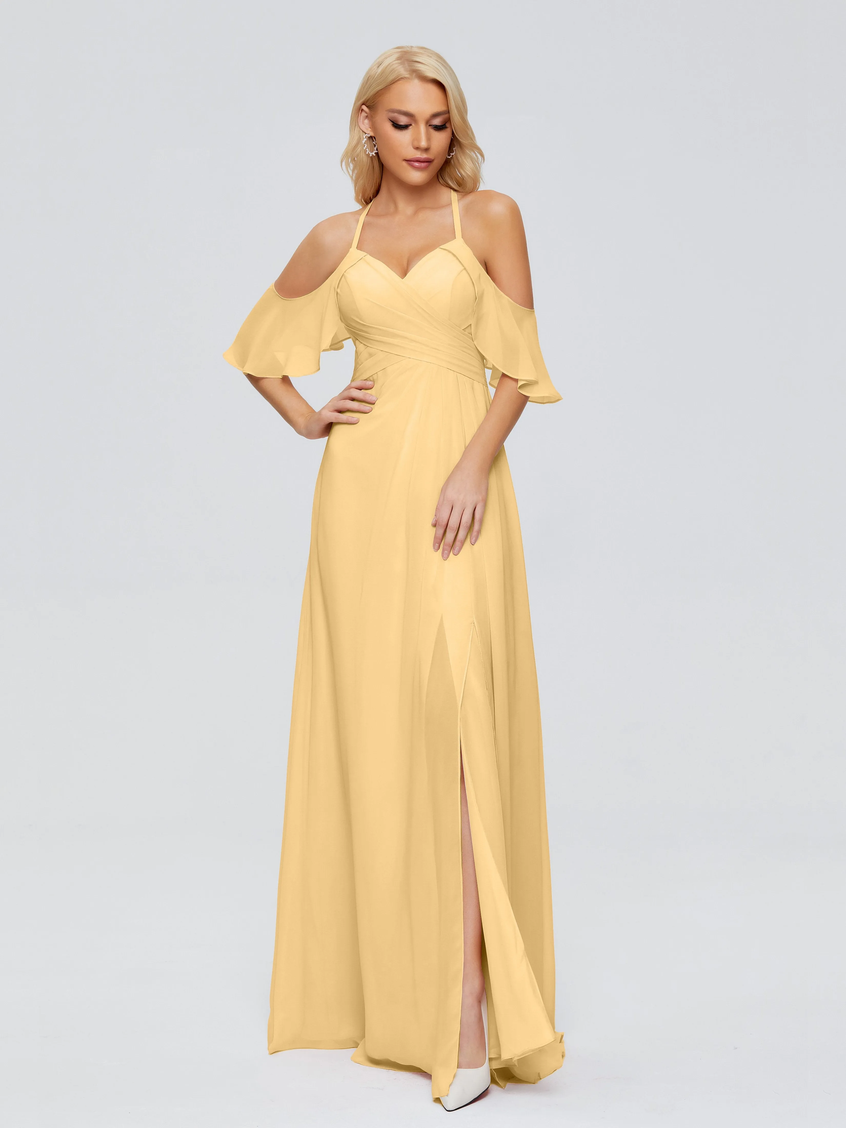 Taylor Elegant A-line Split Chiffon Bridesmaid Dresses