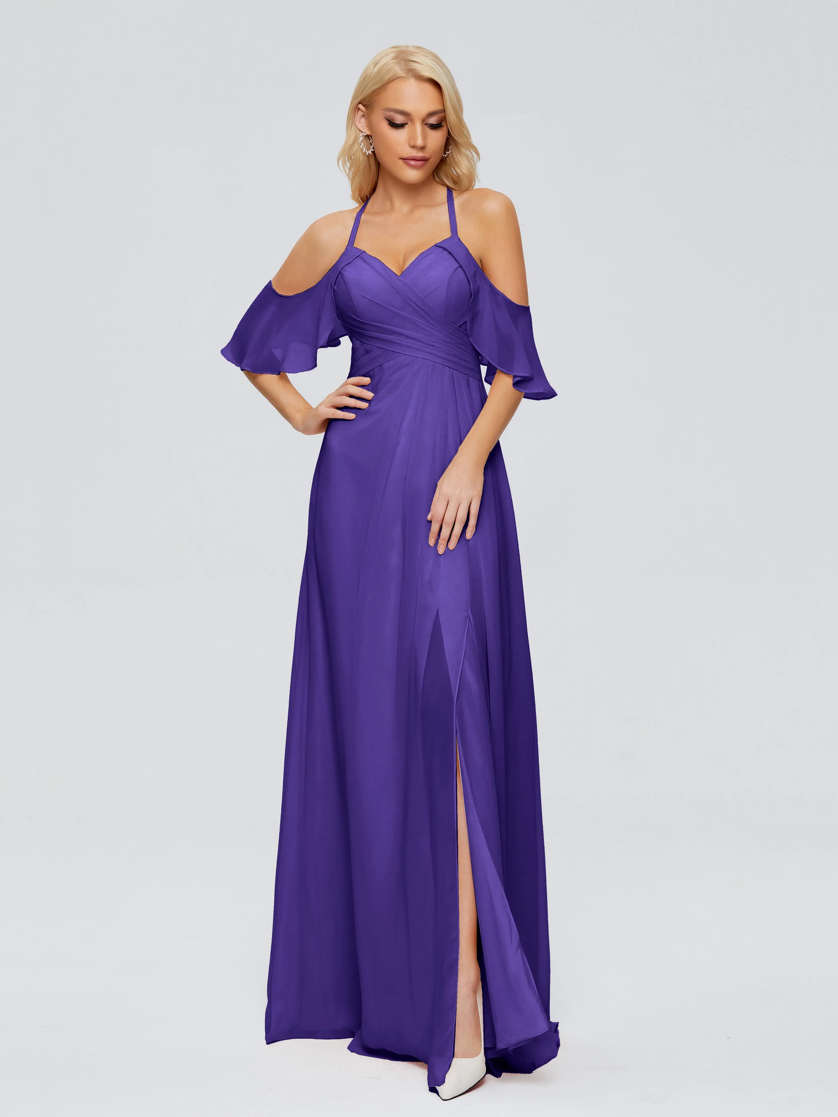 Taylor Elegant A-line Split Chiffon Bridesmaid Dresses