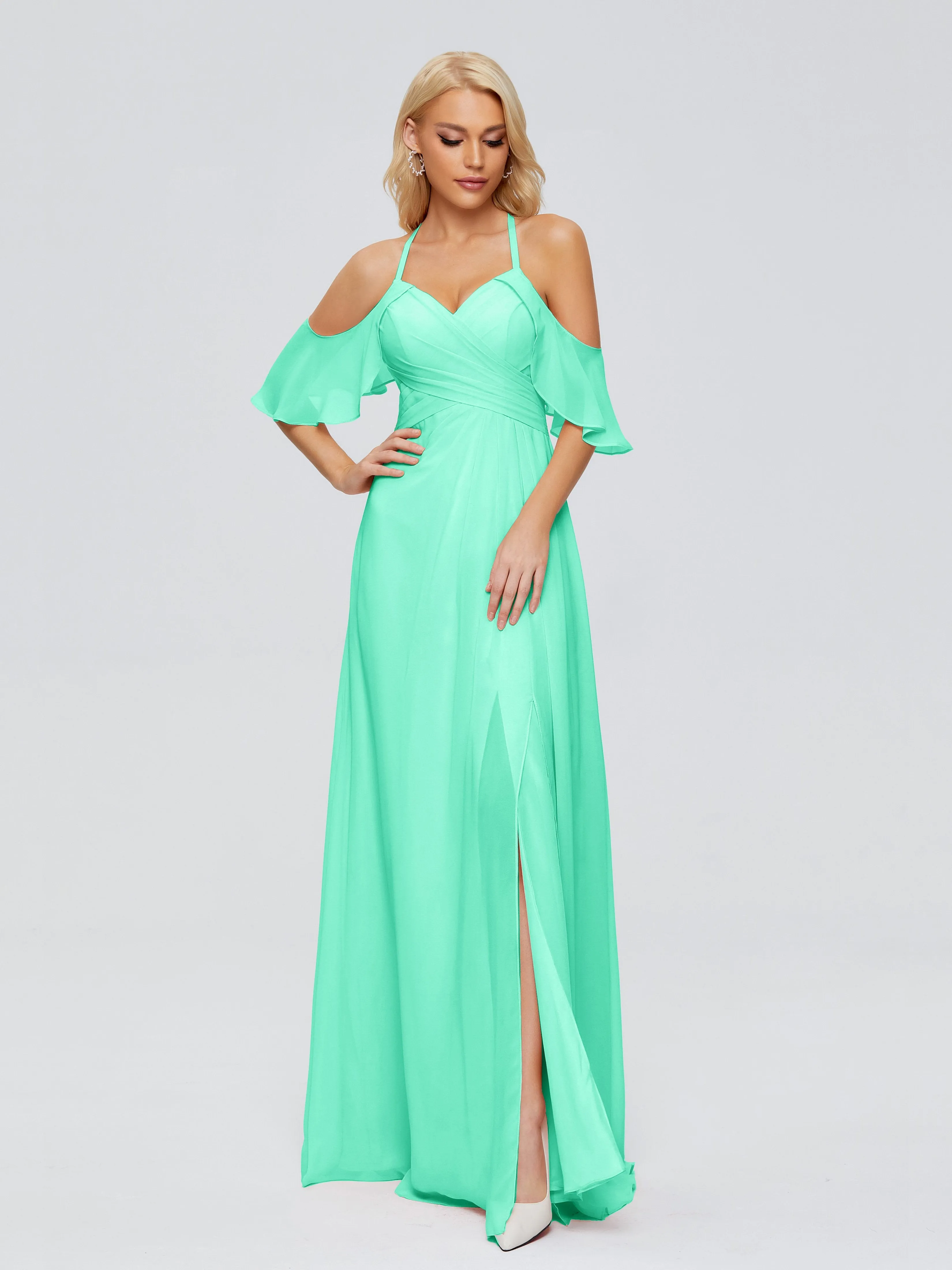 Taylor Elegant A-line Split Chiffon Bridesmaid Dresses