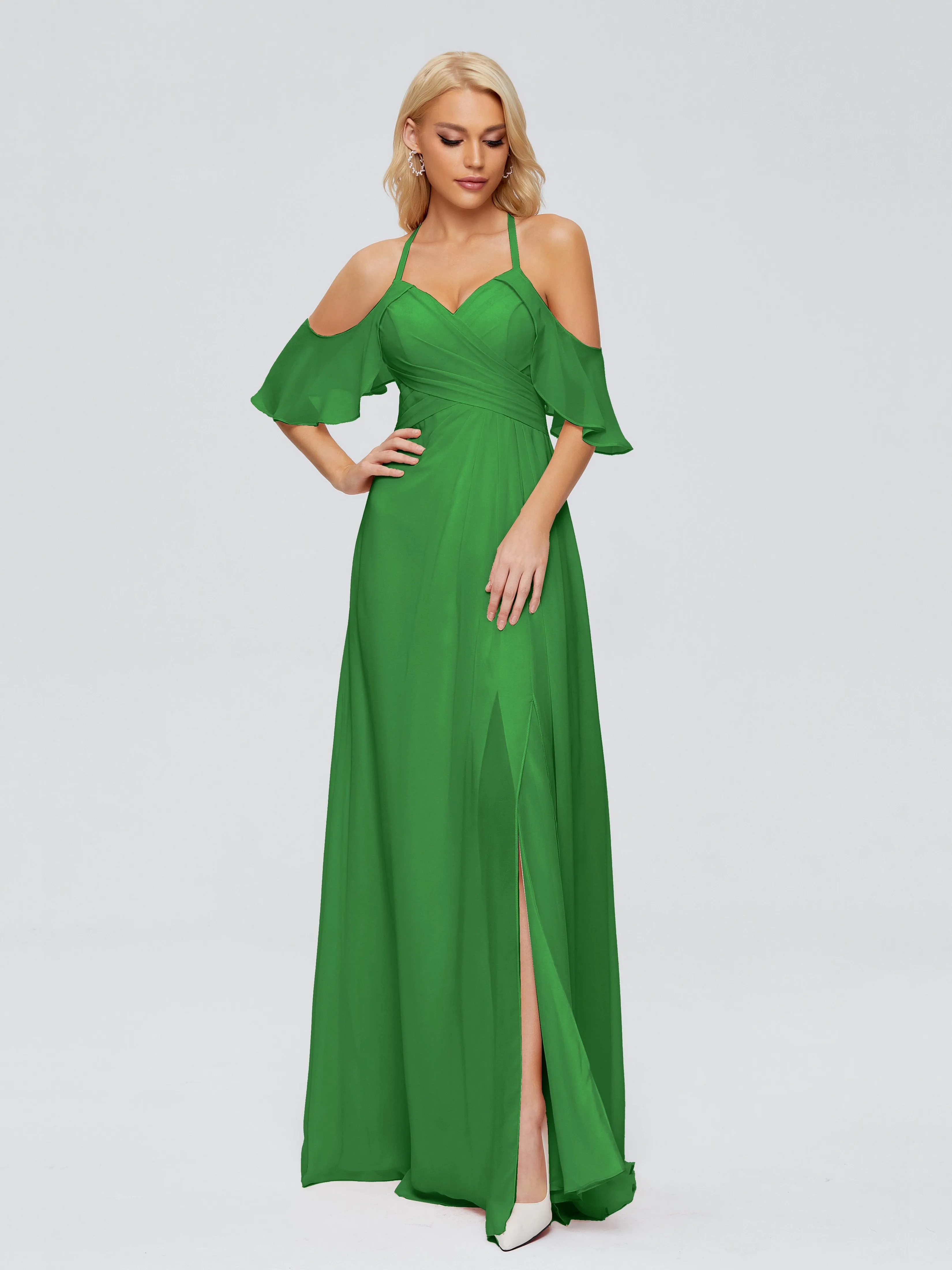 Taylor Elegant A-line Split Chiffon Bridesmaid Dresses