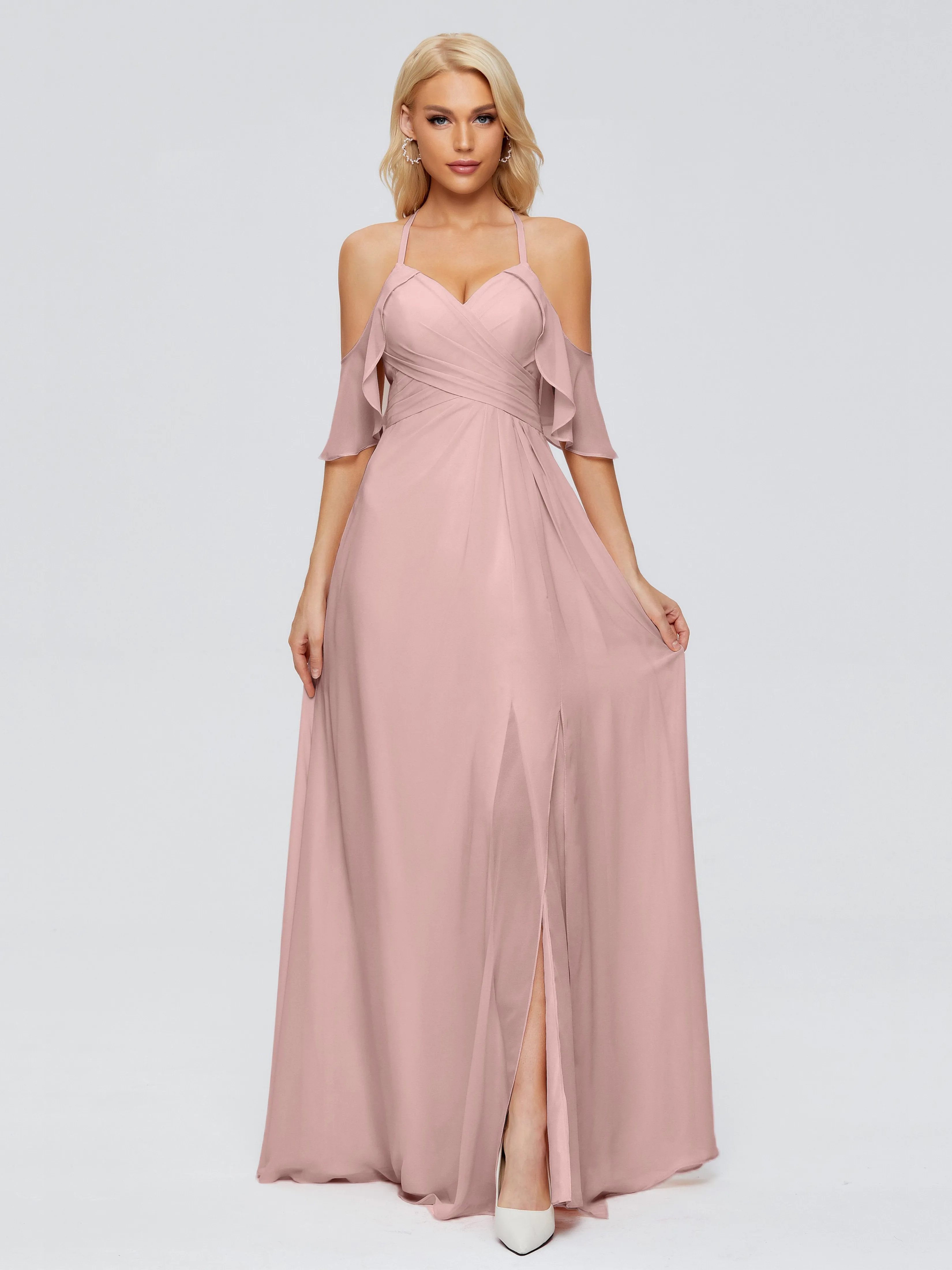Taylor Elegant A-line Split Chiffon Bridesmaid Dresses