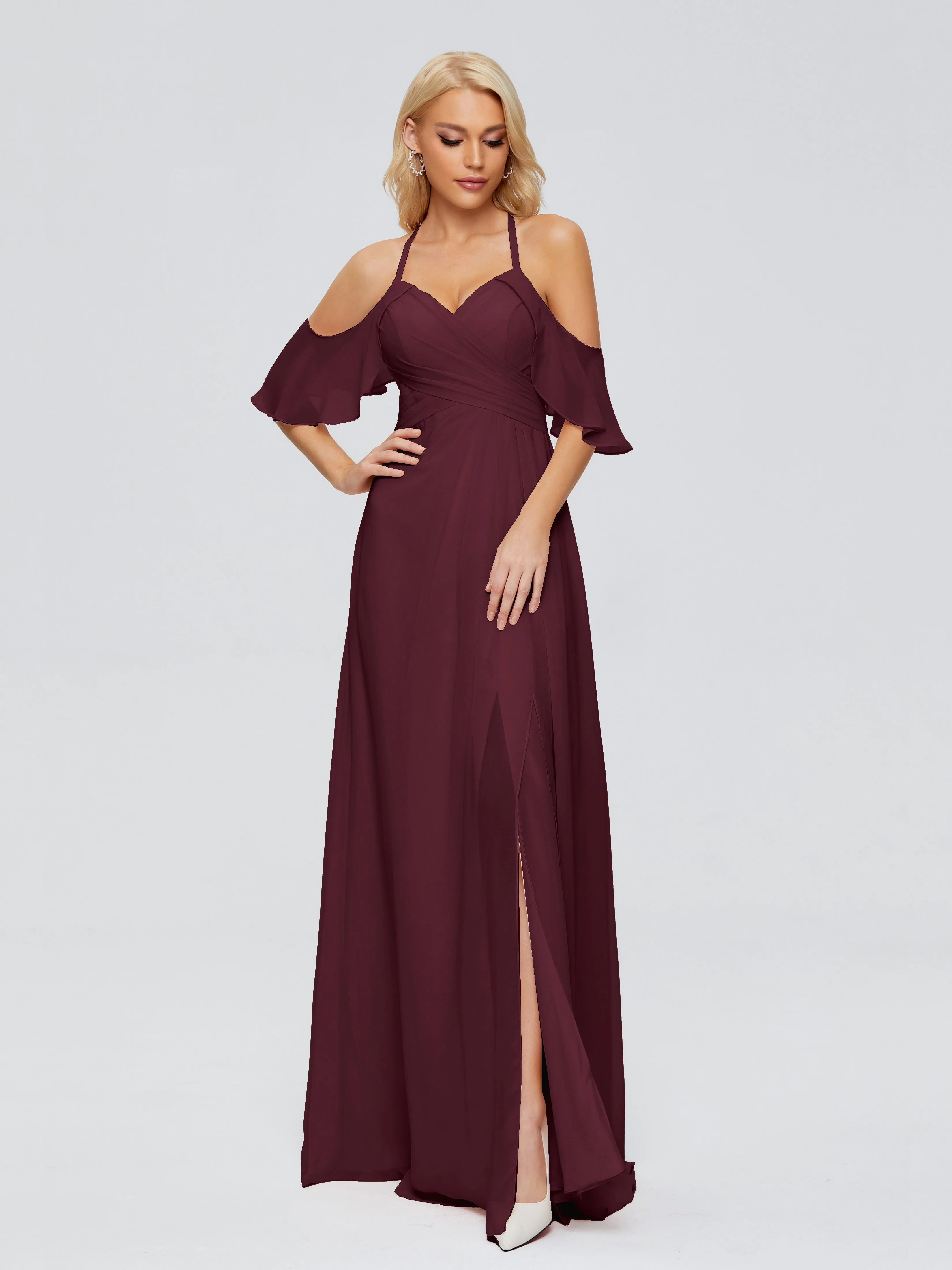 Taylor Elegant A-line Split Chiffon Bridesmaid Dresses