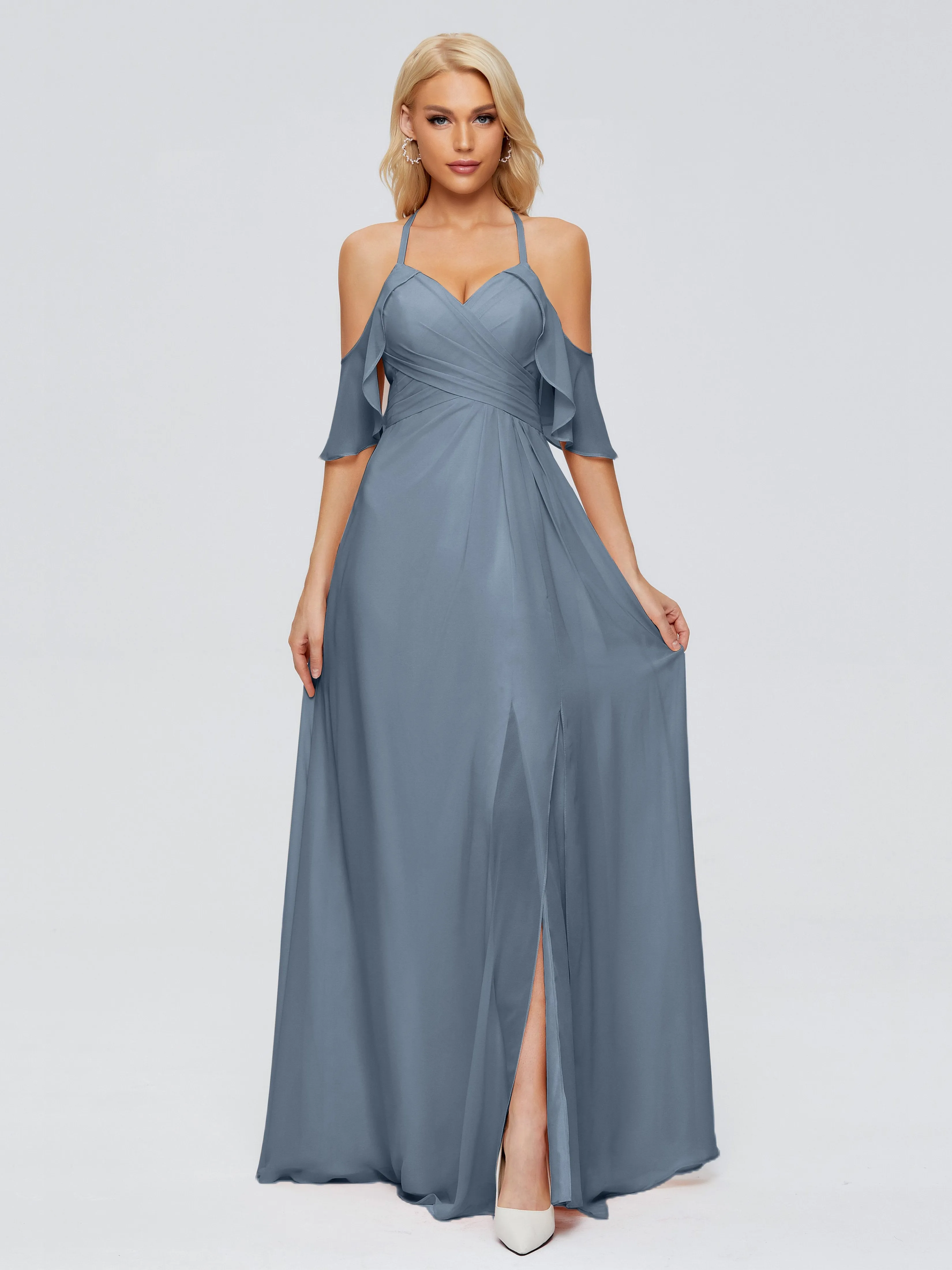 Taylor Elegant A-line Split Chiffon Bridesmaid Dresses