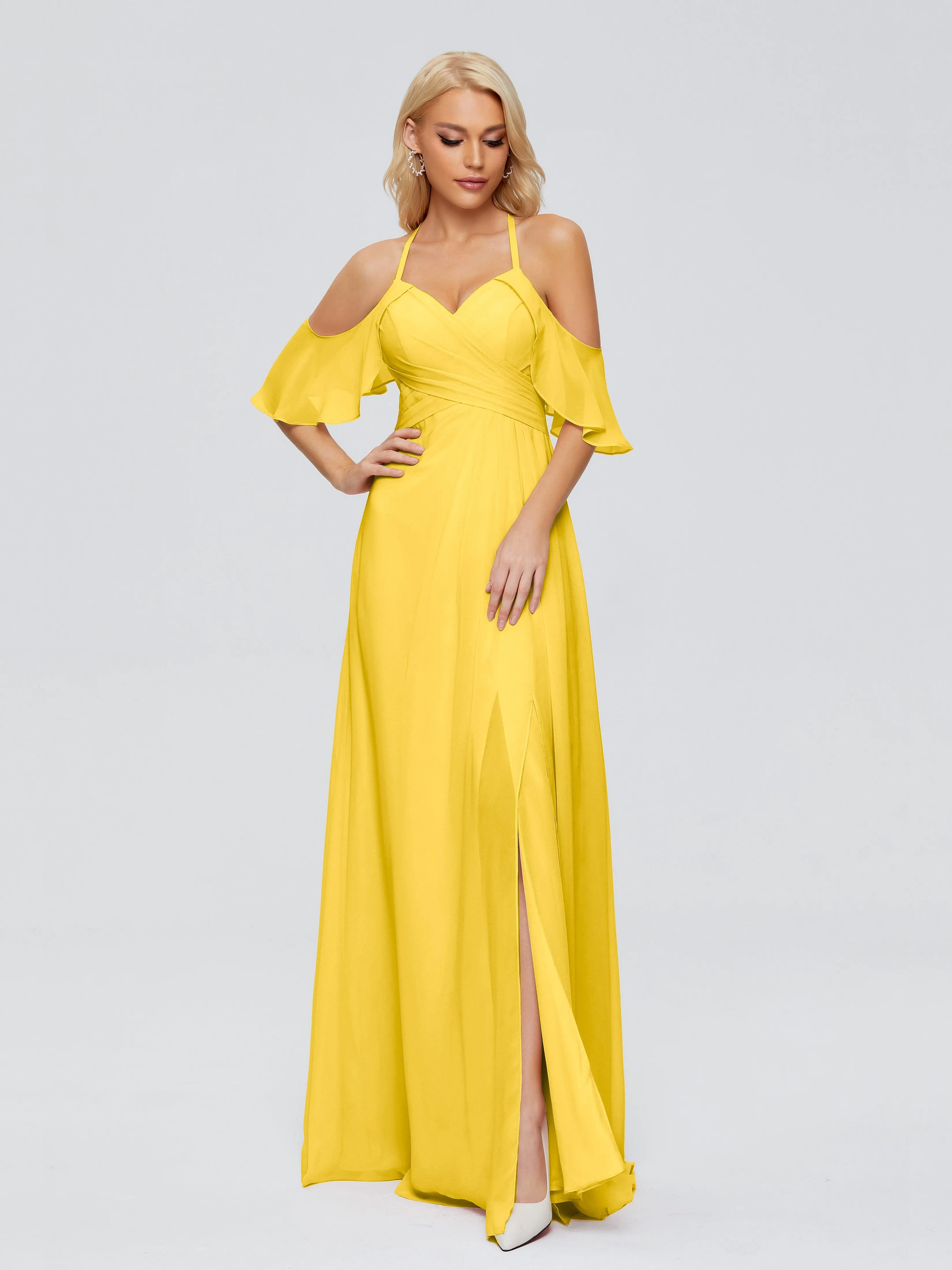 Taylor Elegant A-line Split Chiffon Bridesmaid Dresses
