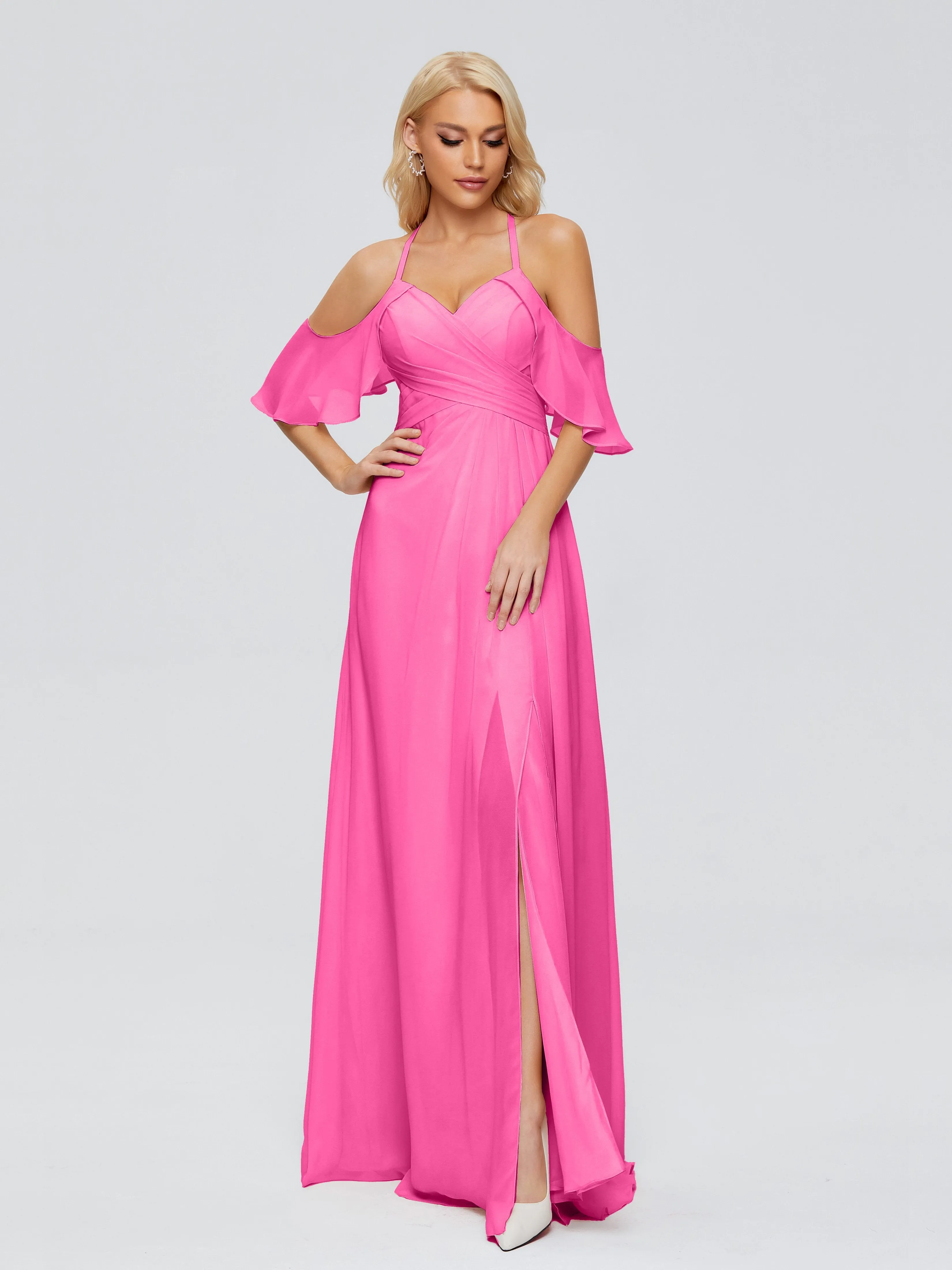Taylor Elegant A-line Split Chiffon Bridesmaid Dresses