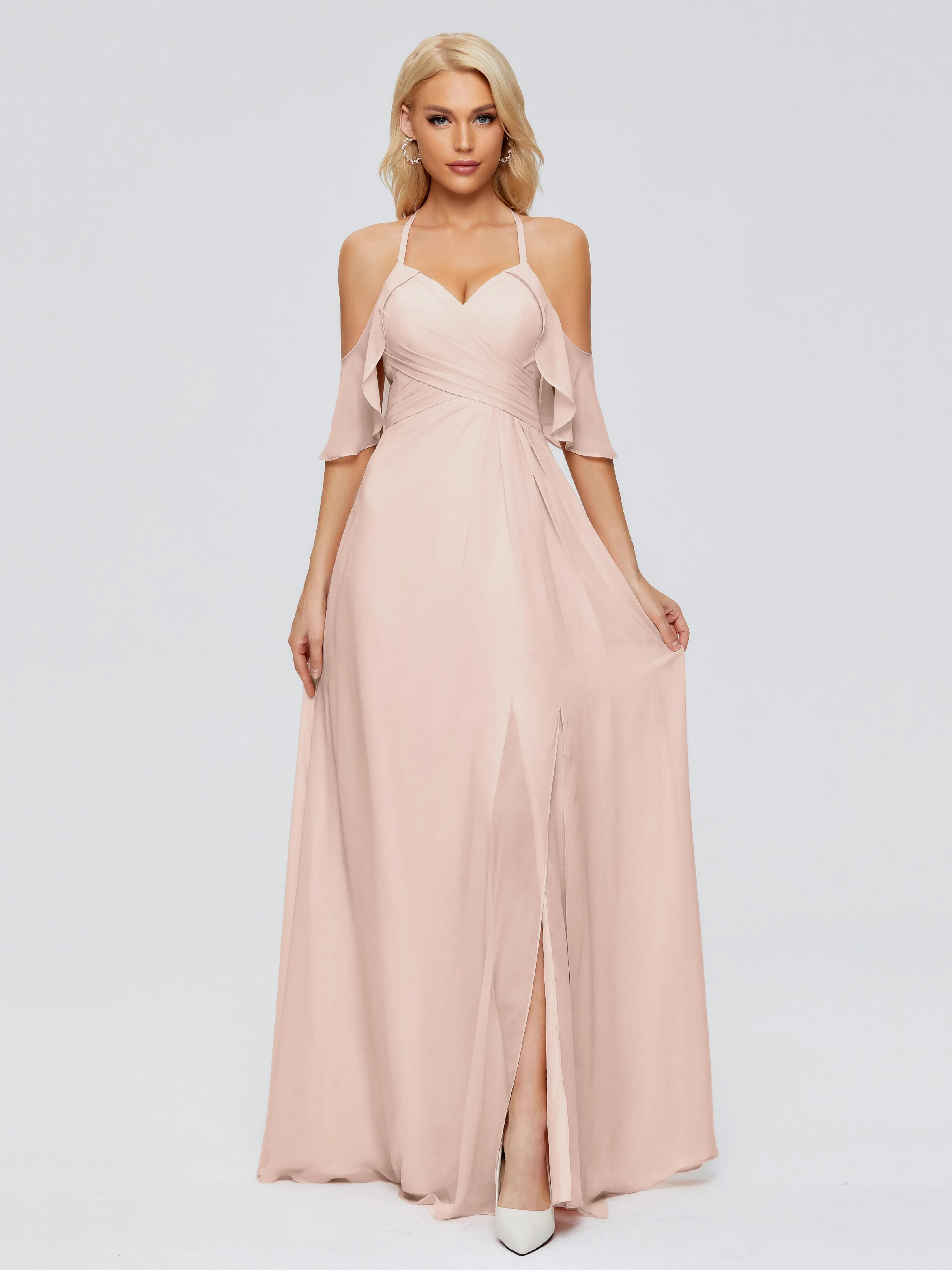 Taylor Elegant A-line Split Chiffon Bridesmaid Dresses