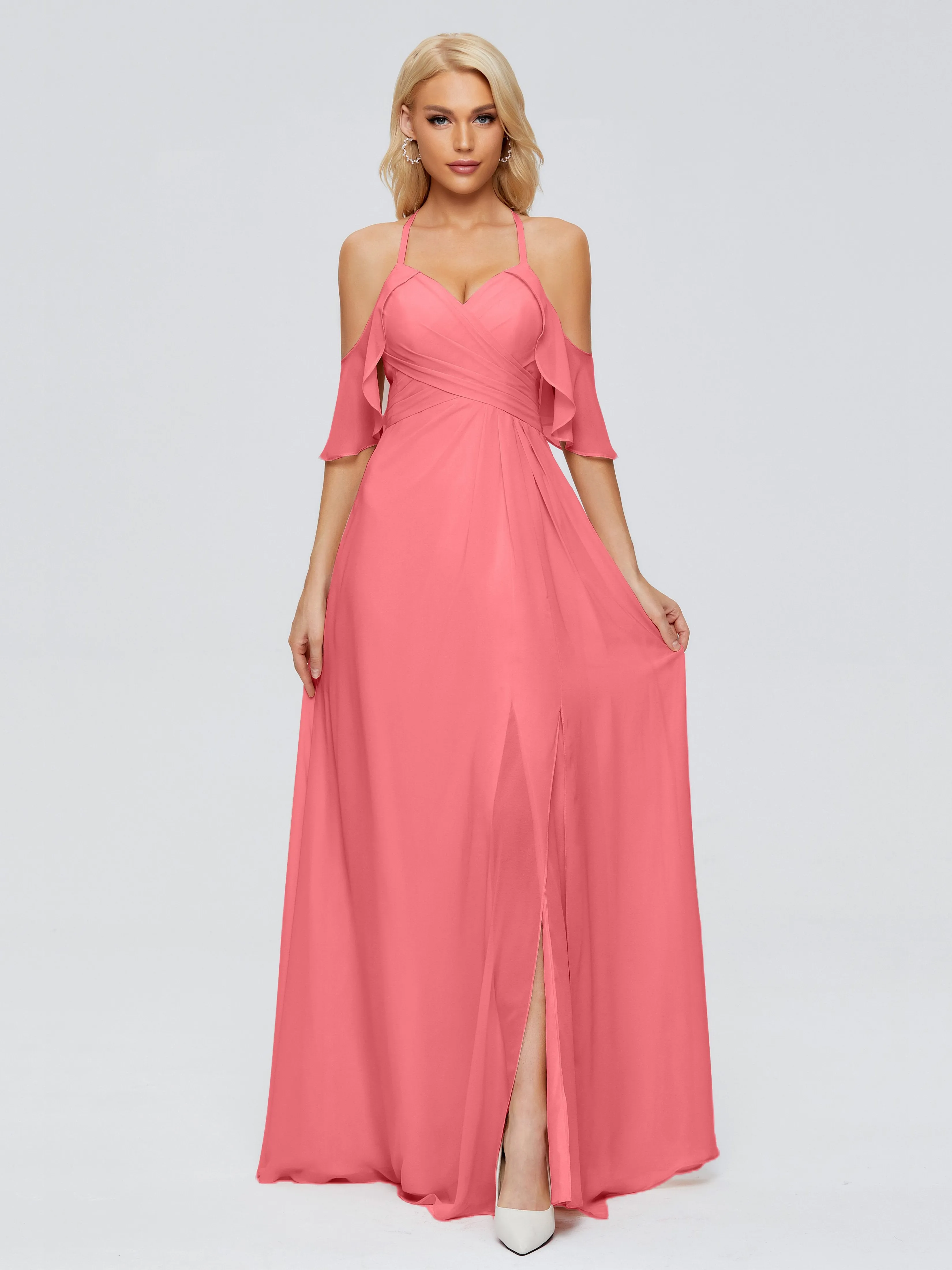 Taylor Elegant A-line Split Chiffon Bridesmaid Dresses