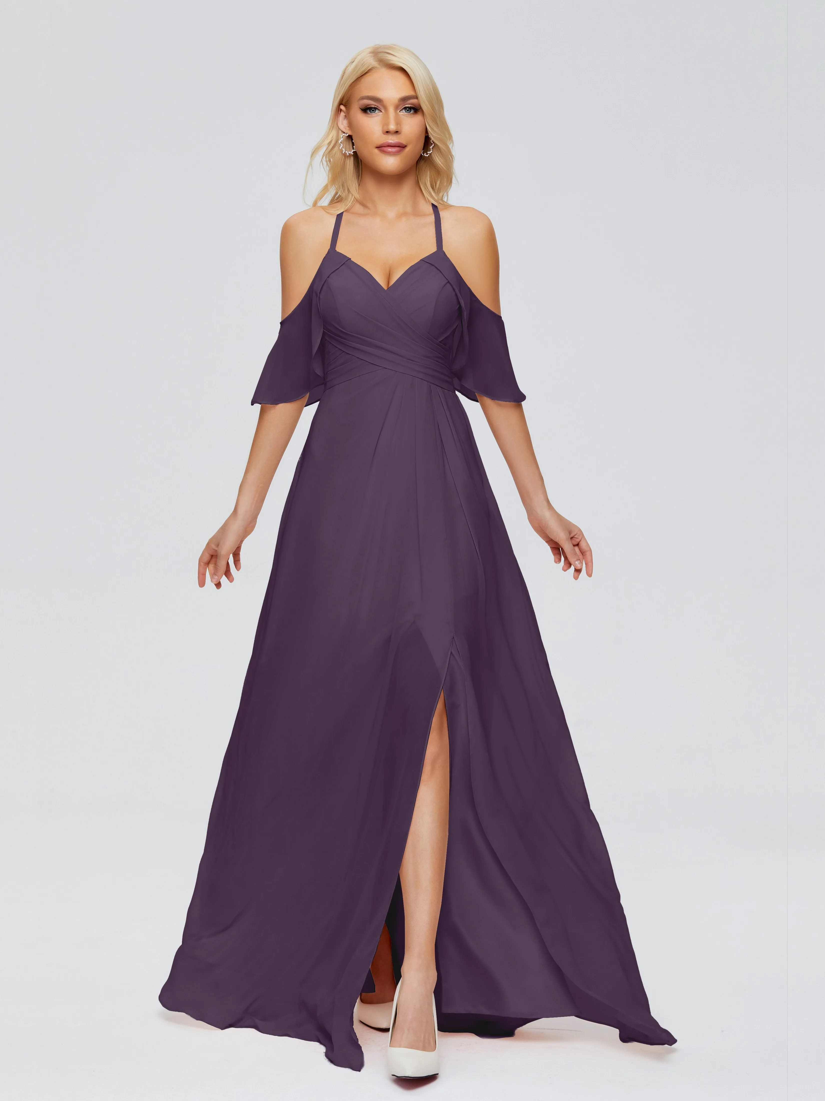 Taylor Elegant A-line Split Chiffon Bridesmaid Dresses