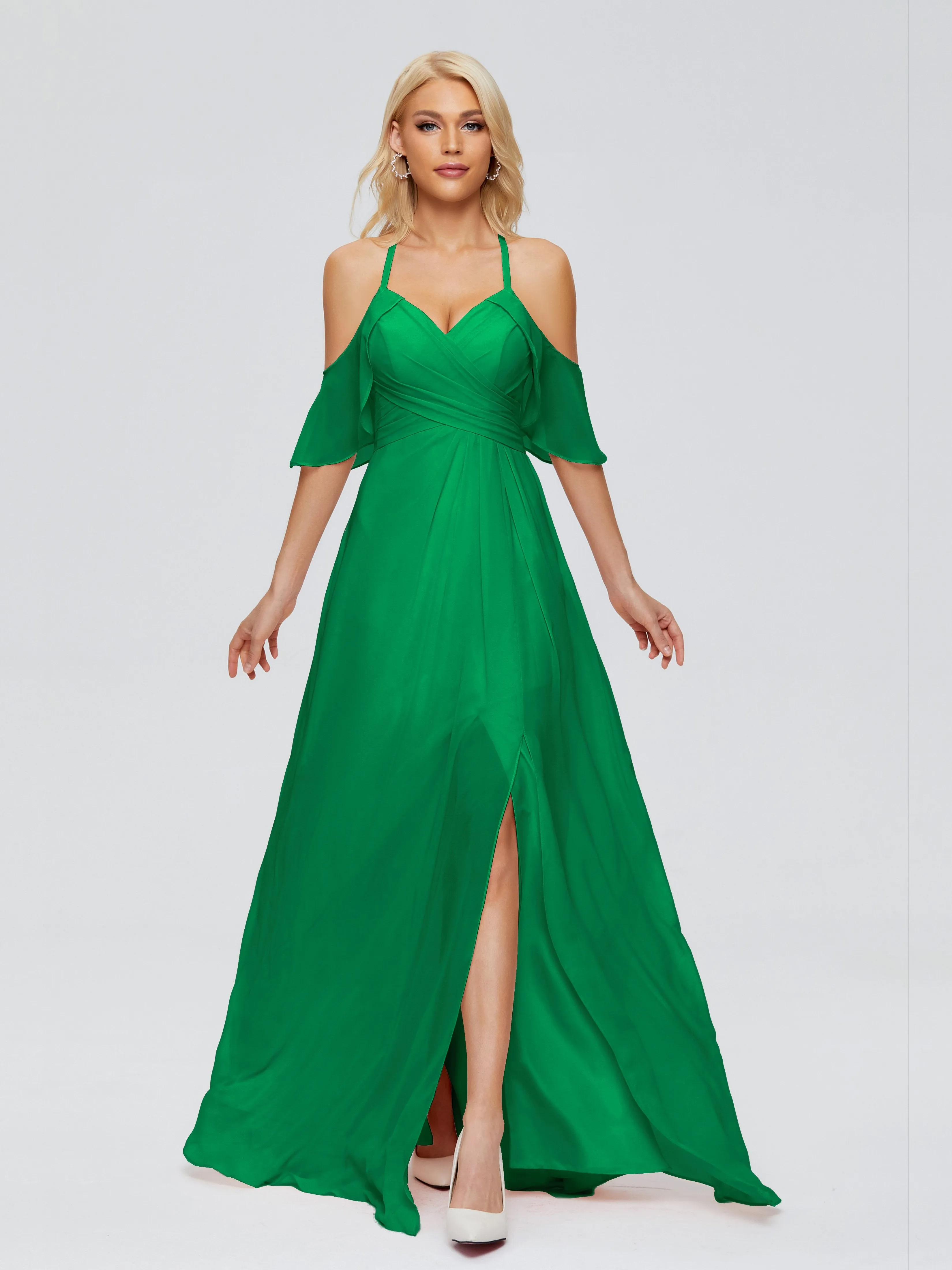 Taylor Elegant A-line Split Chiffon Bridesmaid Dresses