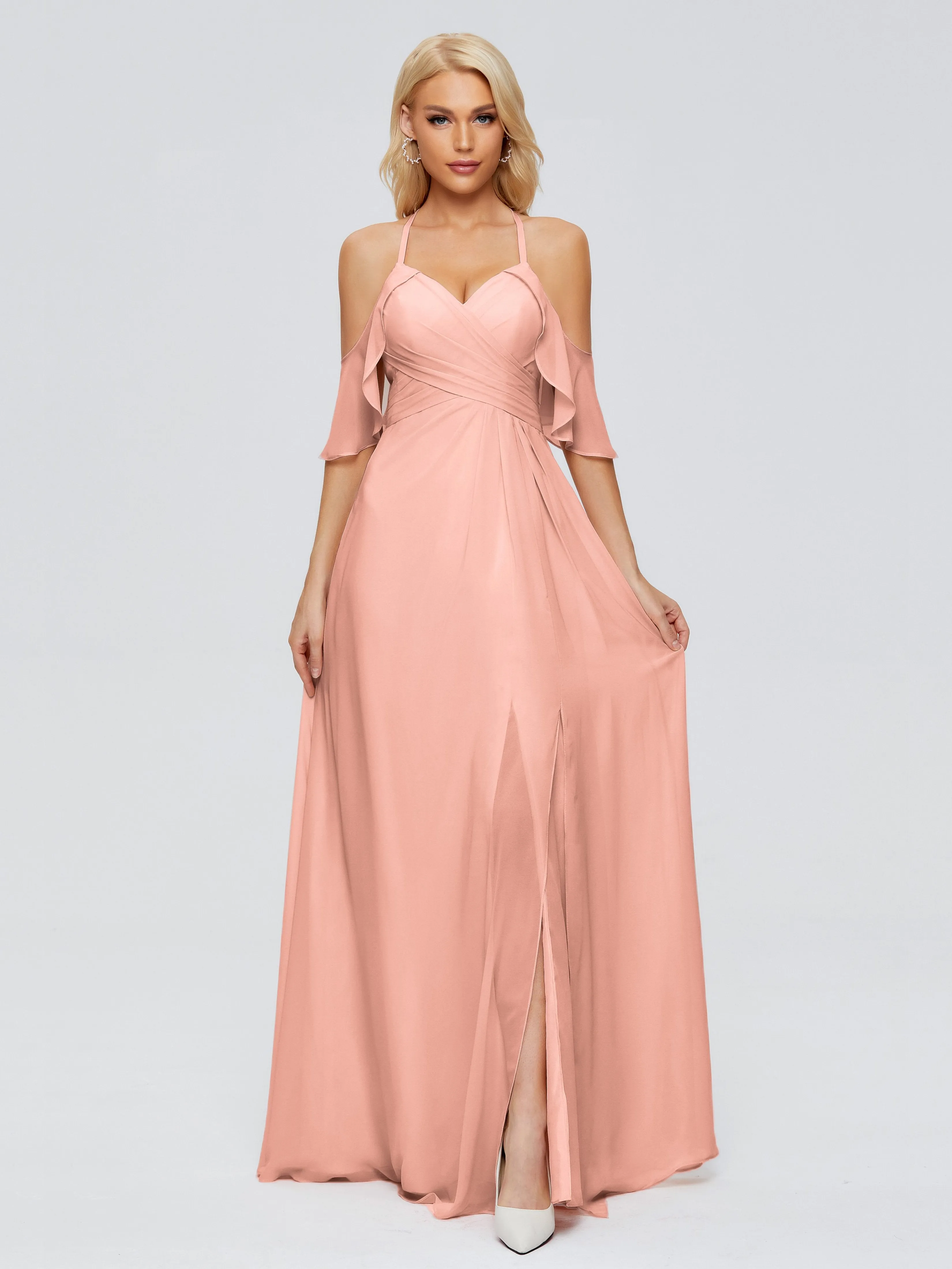 Taylor Elegant A-line Split Chiffon Bridesmaid Dresses