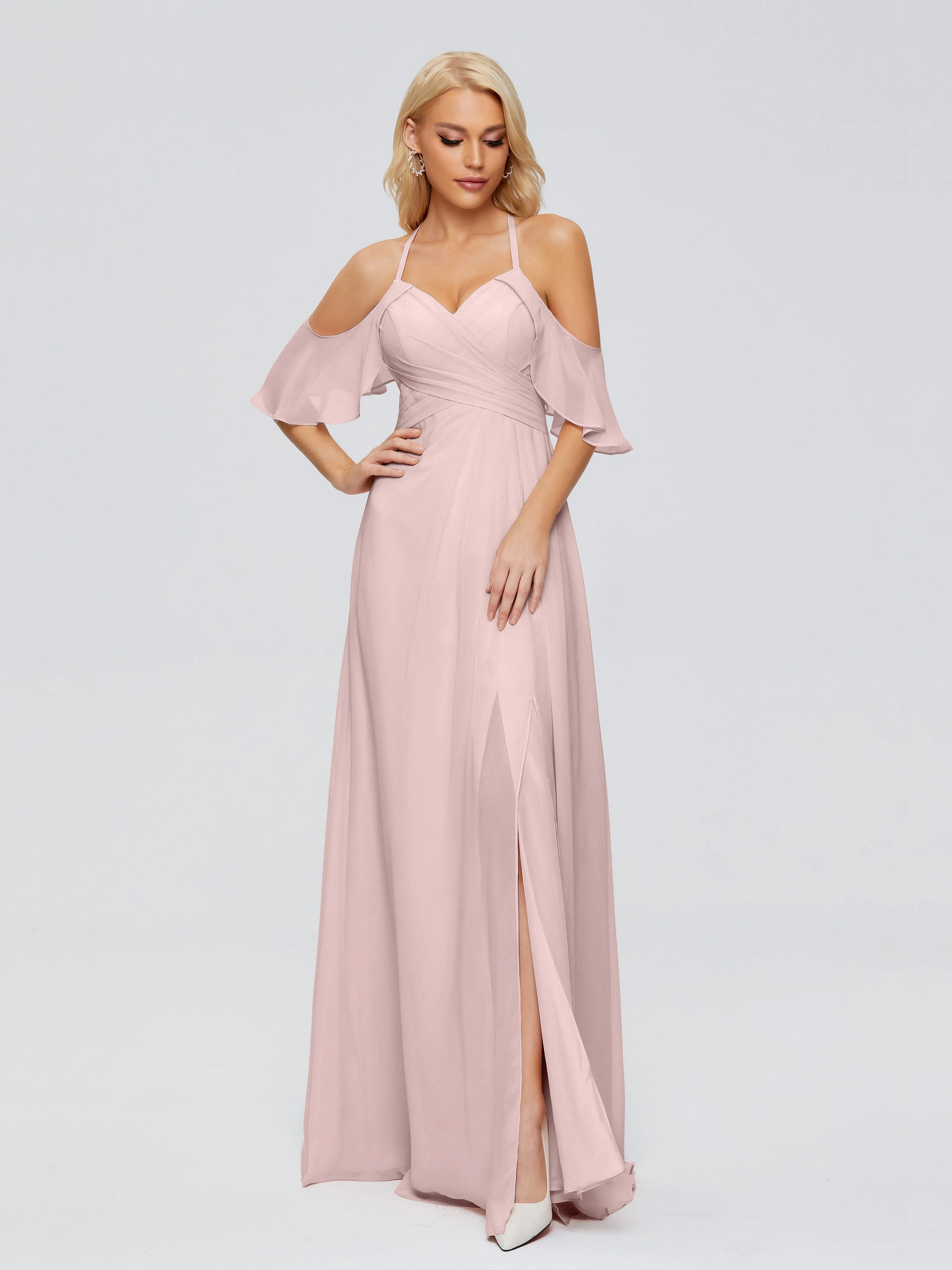 Taylor Elegant A-line Split Chiffon Bridesmaid Dresses