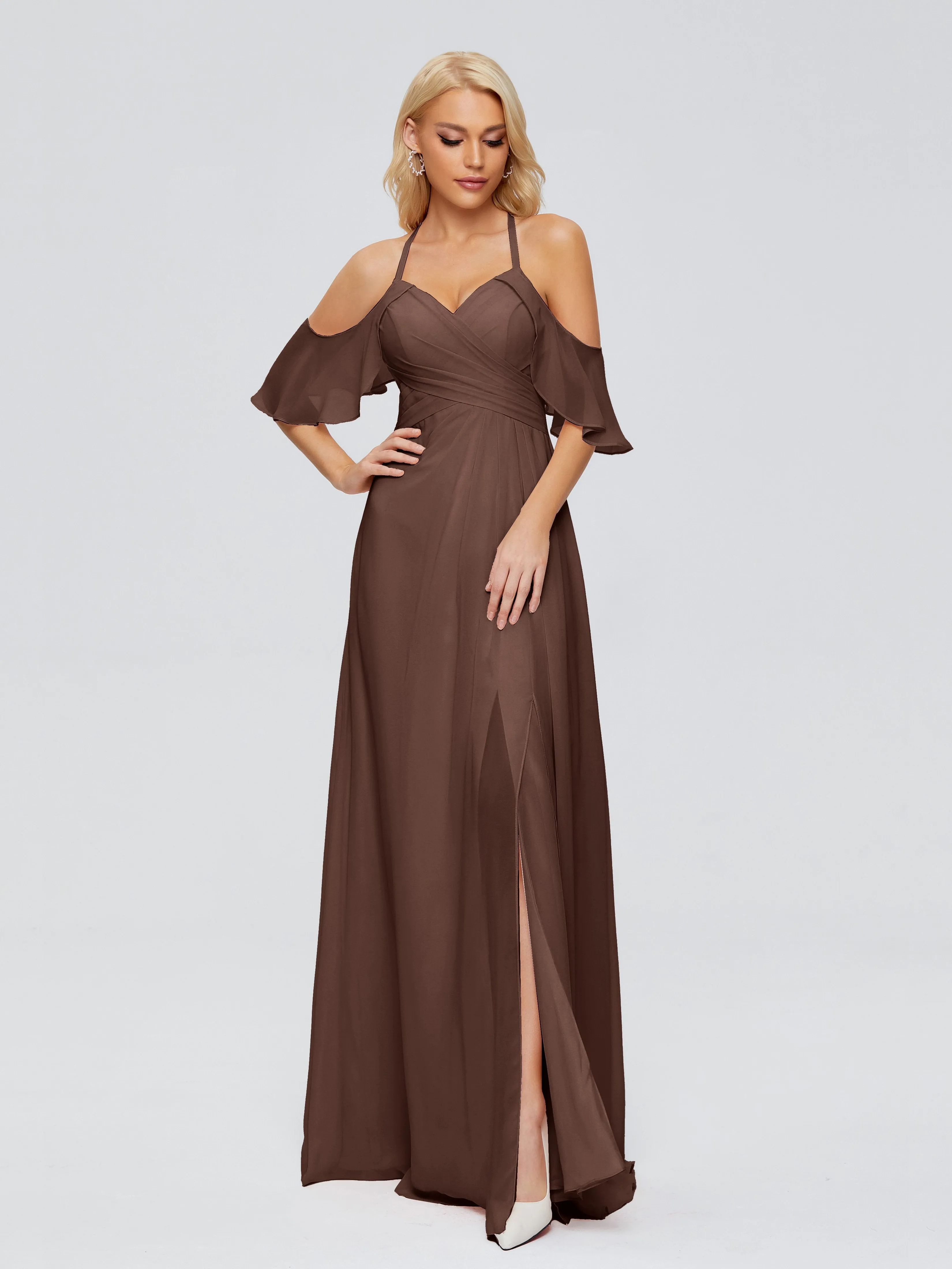 Taylor Elegant A-line Split Chiffon Bridesmaid Dresses