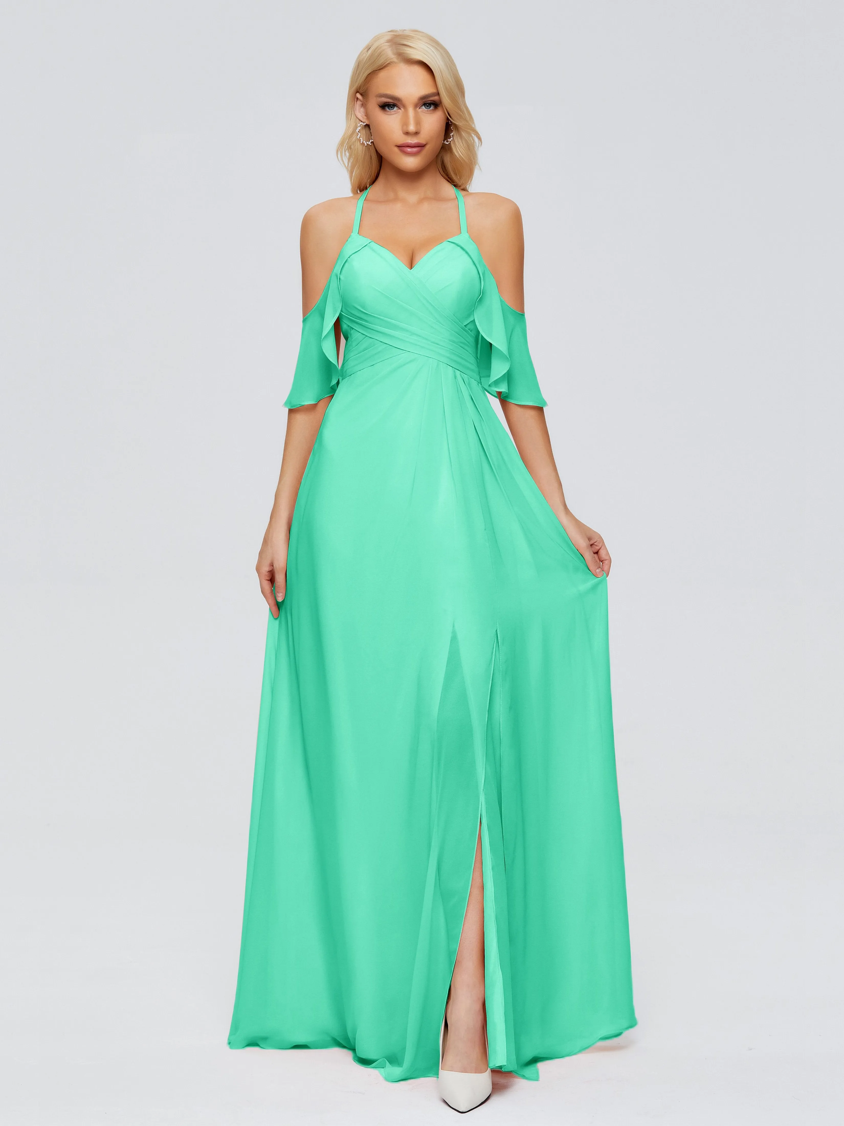 Taylor Elegant A-line Split Chiffon Bridesmaid Dresses