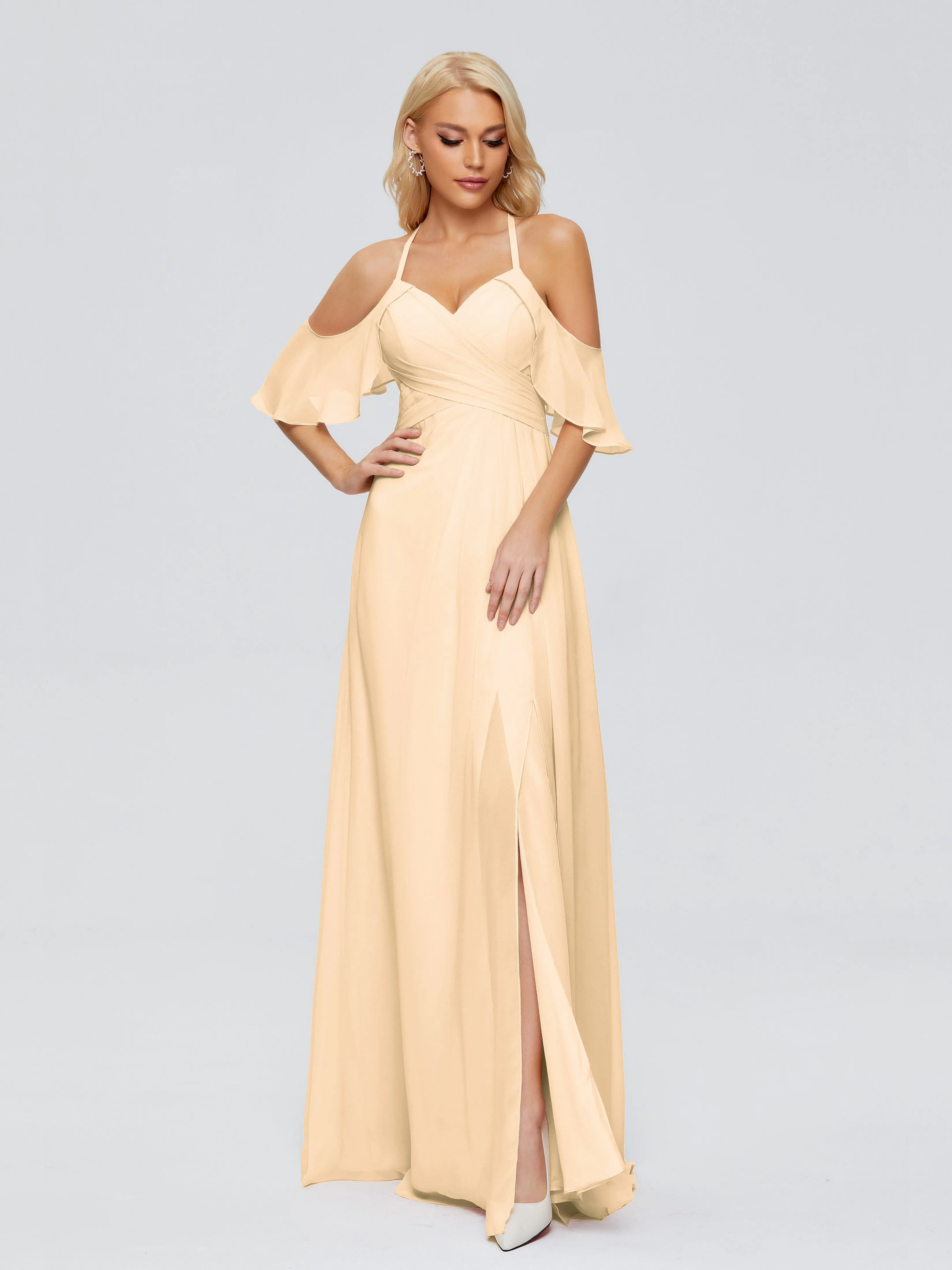 Taylor Elegant A-line Split Chiffon Bridesmaid Dresses