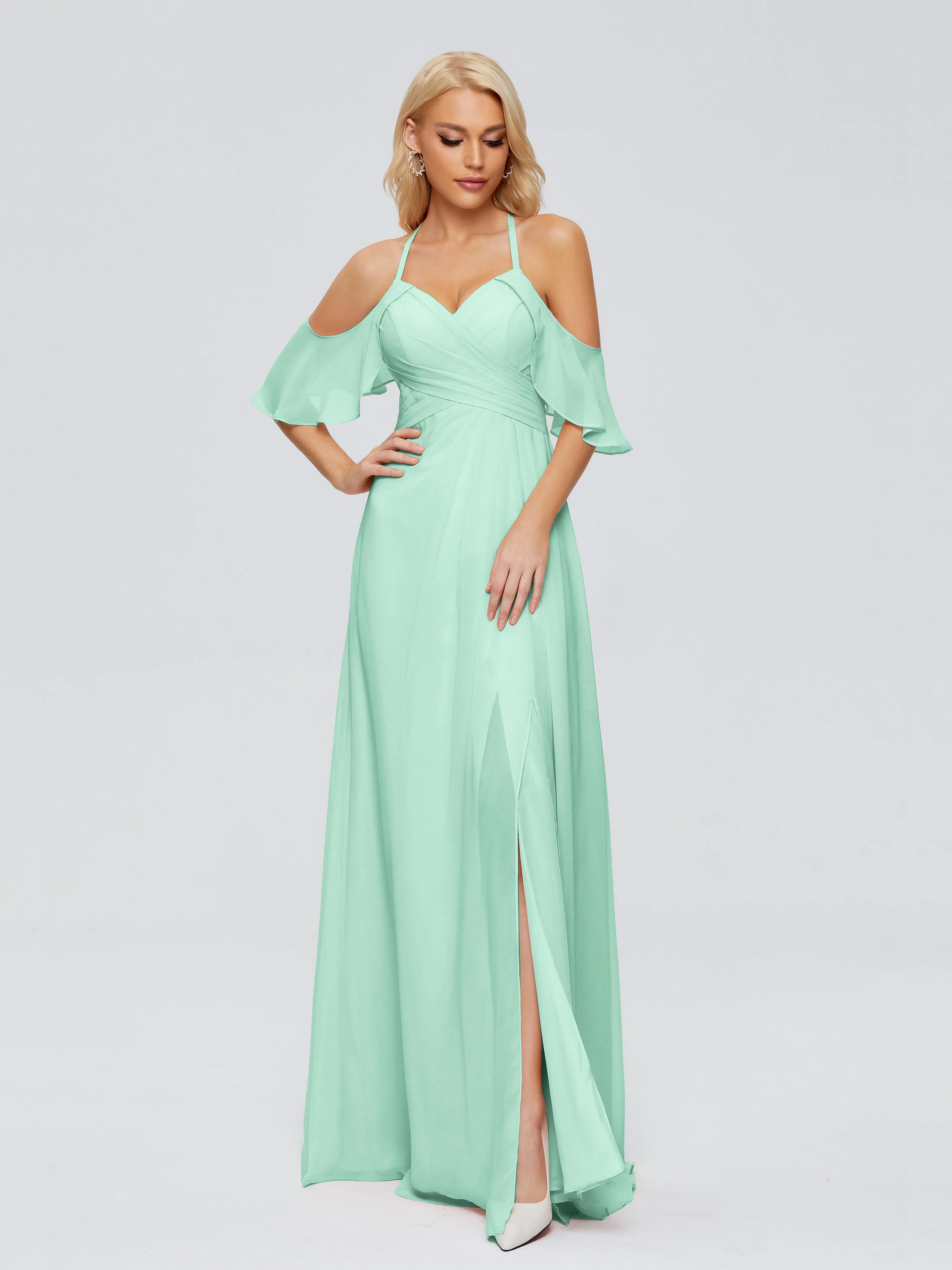 Taylor Elegant A-line Split Chiffon Bridesmaid Dresses