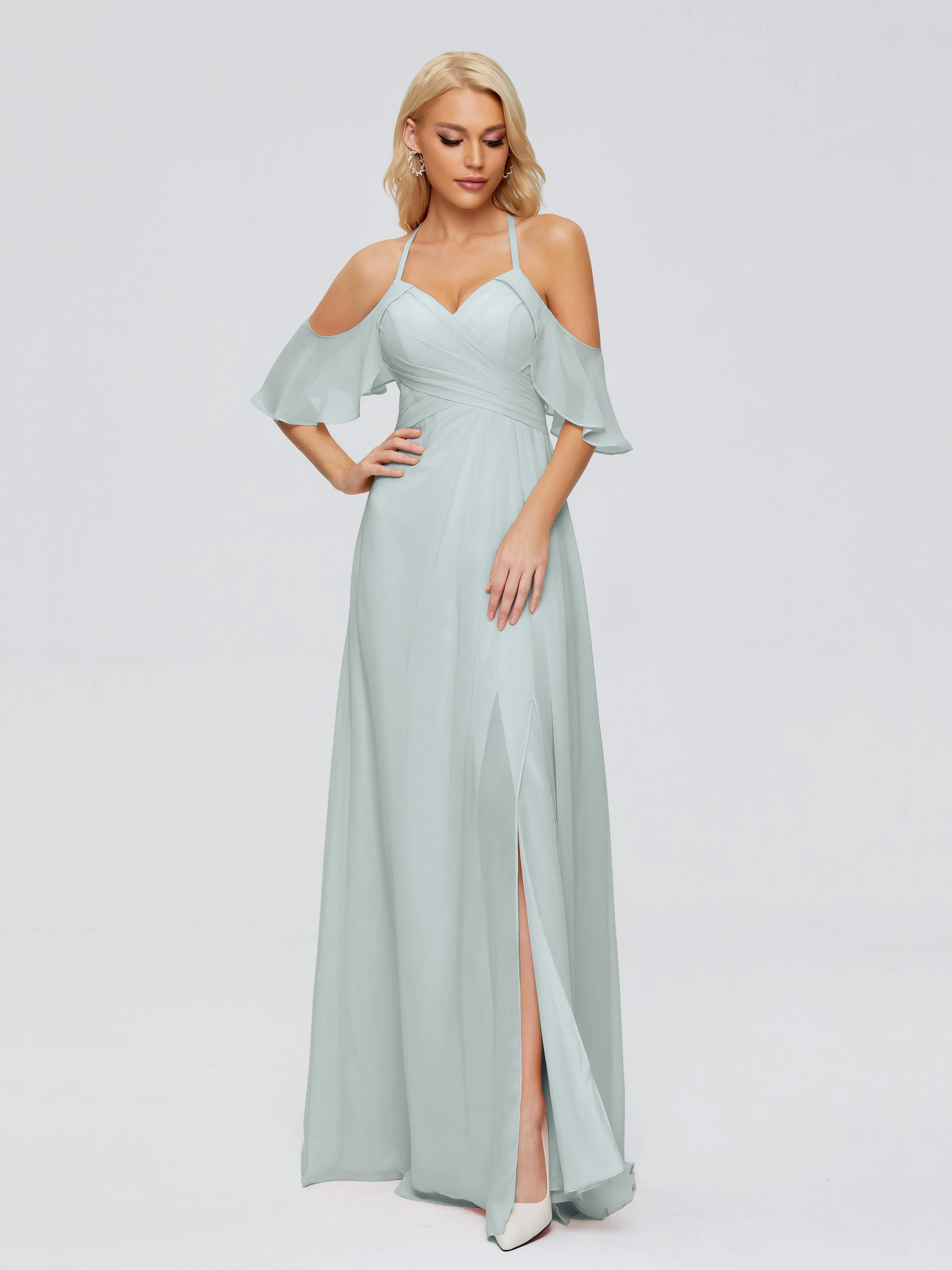 Taylor Elegant A-line Split Chiffon Bridesmaid Dresses