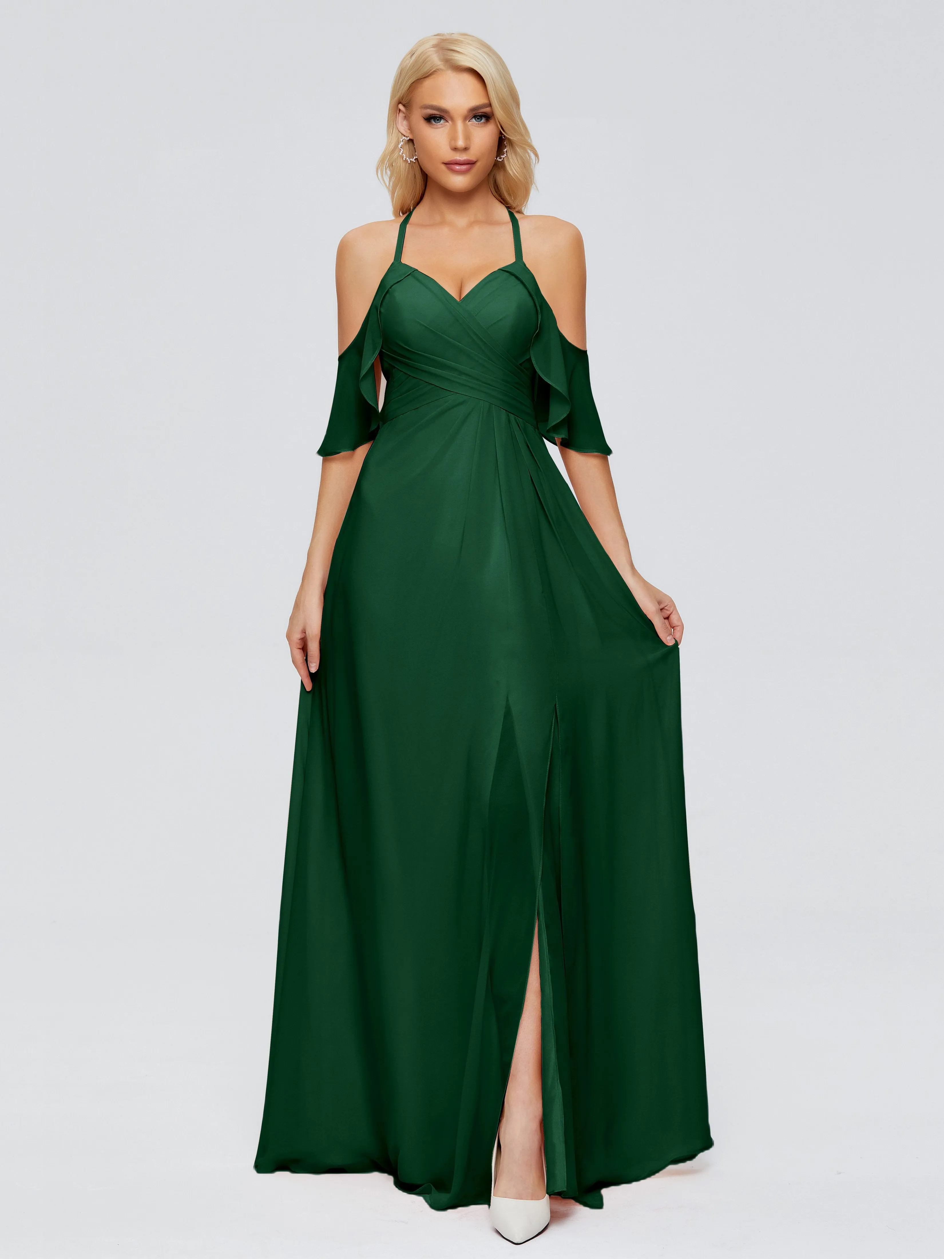 Taylor Elegant A-line Split Chiffon Bridesmaid Dresses