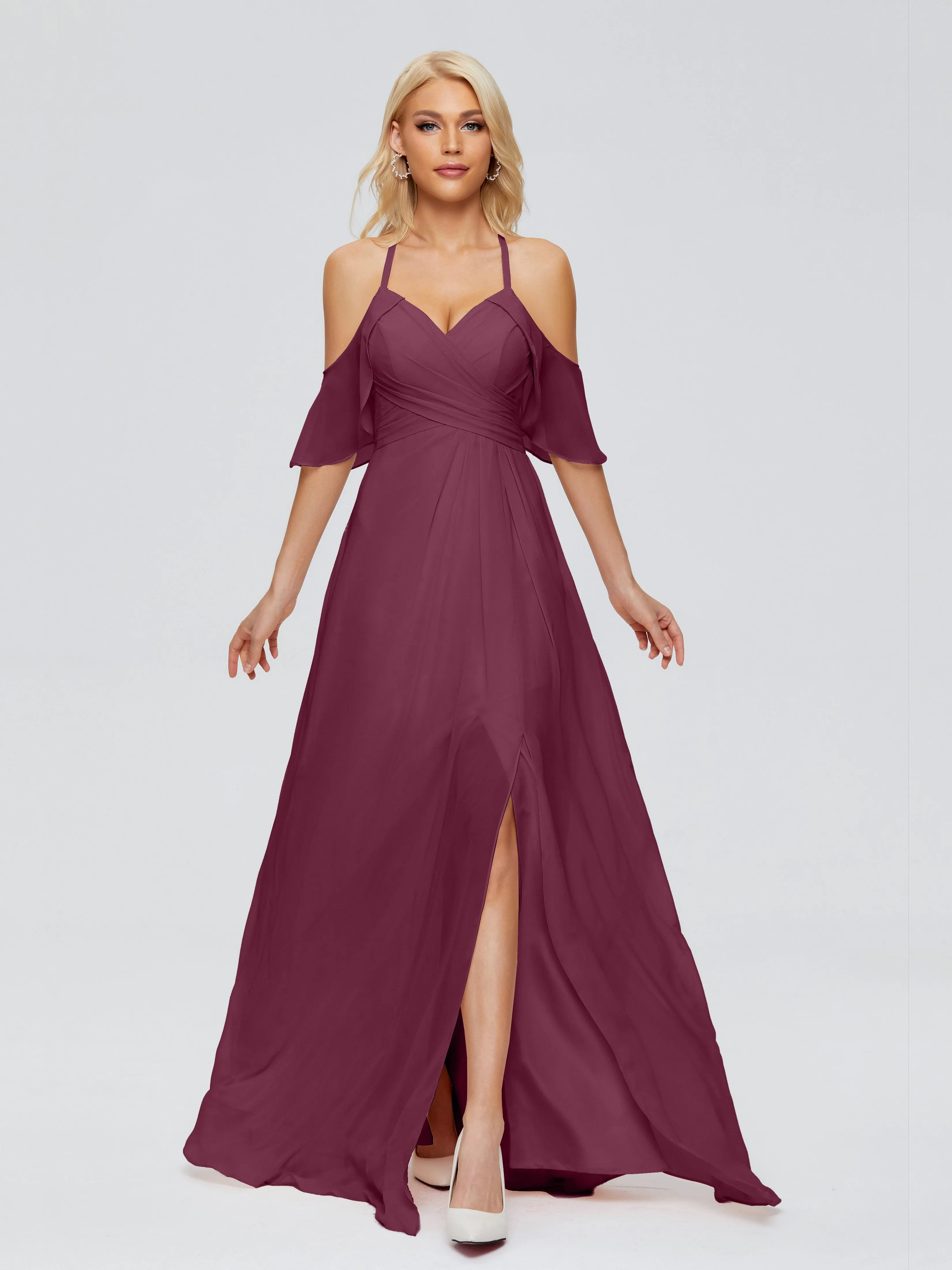Taylor Elegant A-line Split Chiffon Bridesmaid Dresses