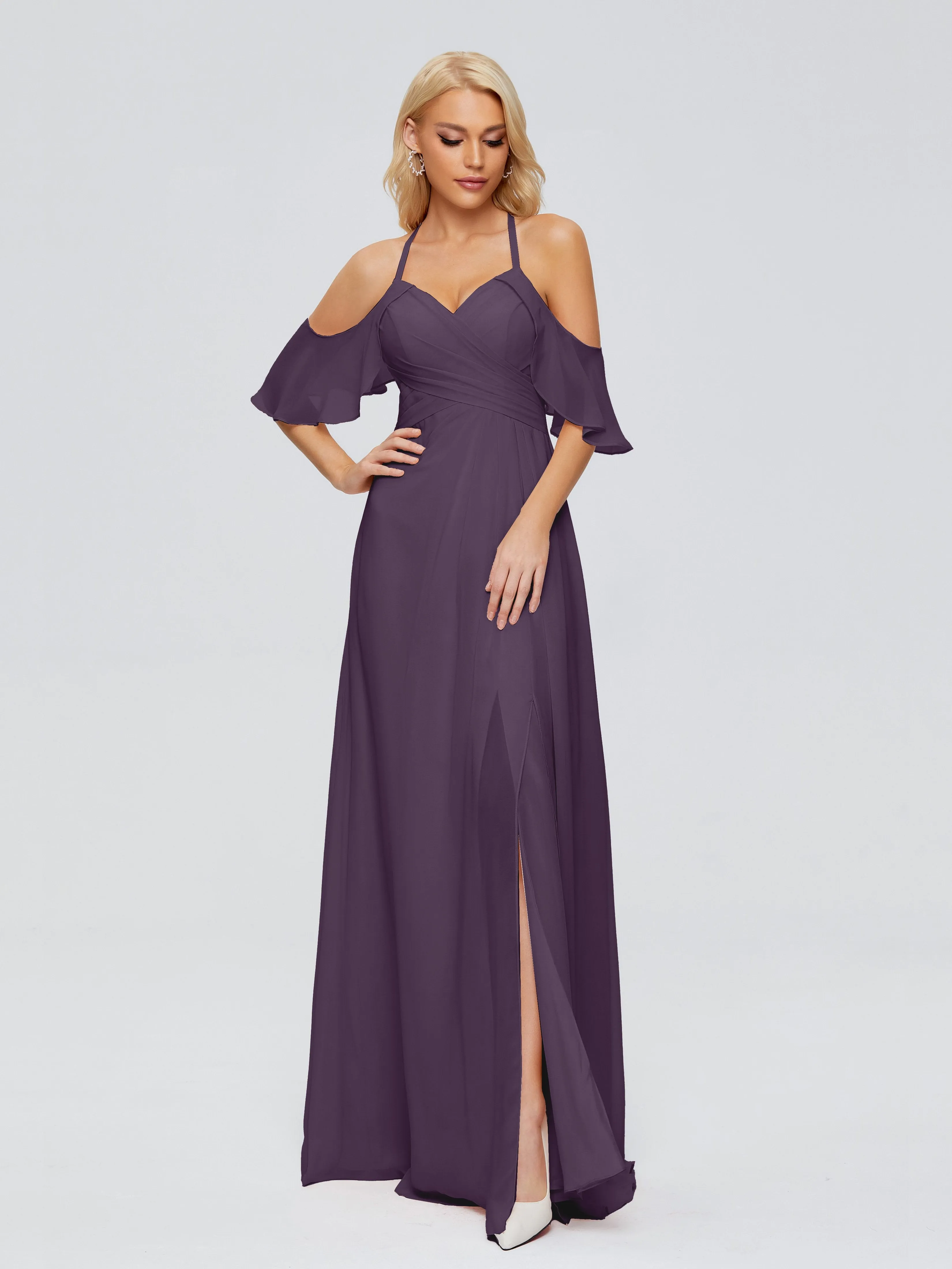Taylor Elegant A-line Split Chiffon Bridesmaid Dresses