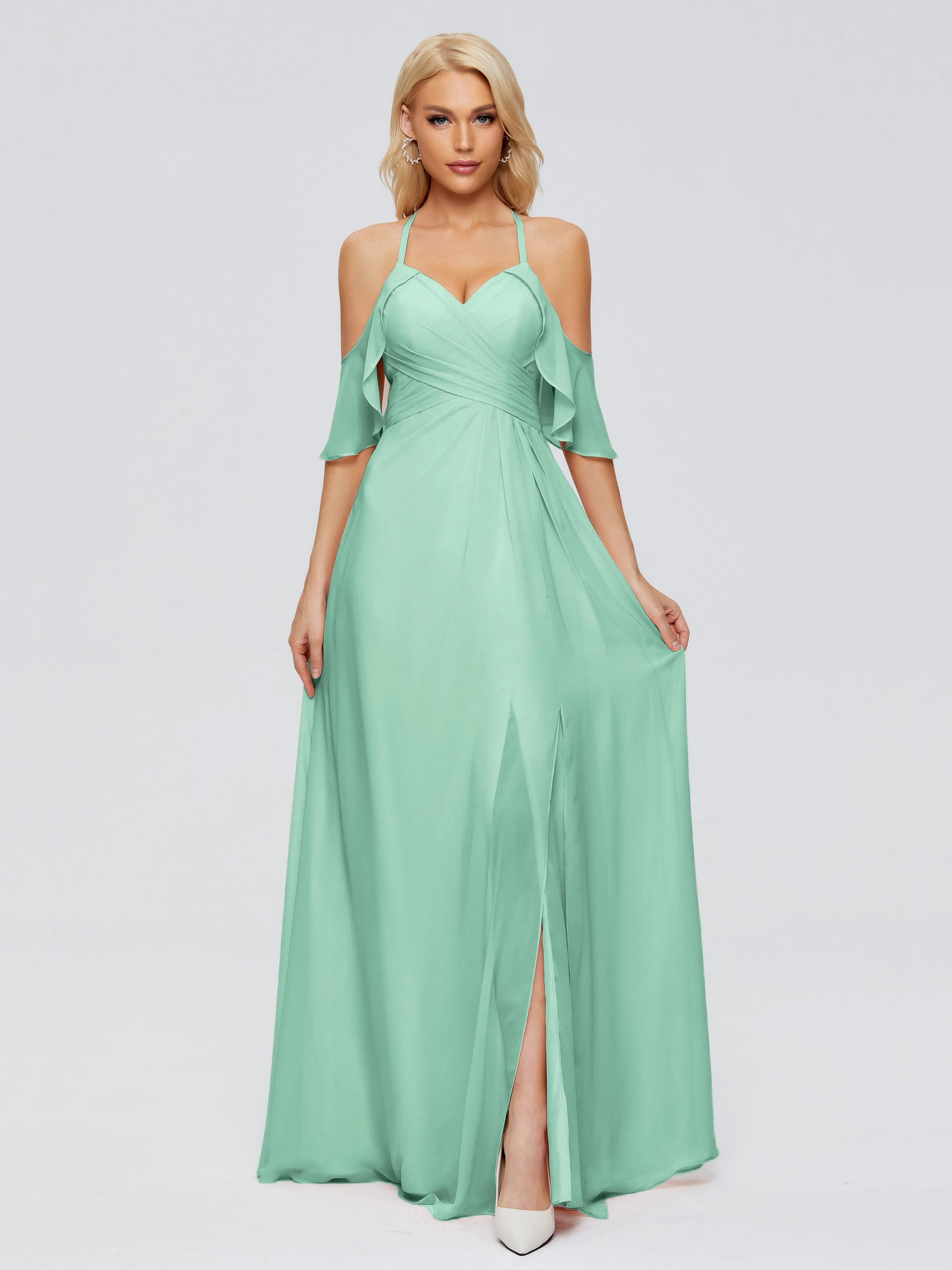 Taylor Elegant A-line Split Chiffon Bridesmaid Dresses