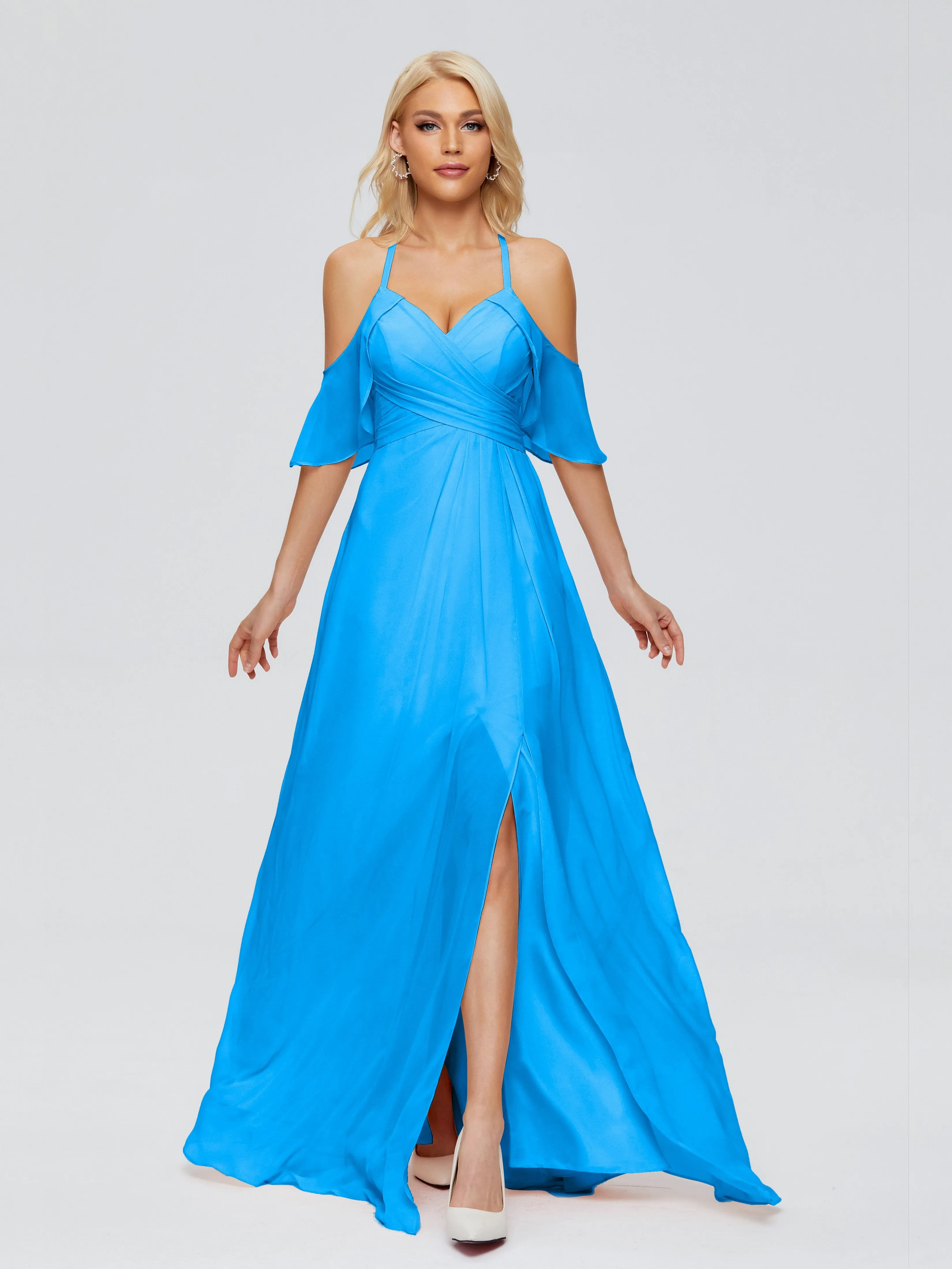 Taylor Elegant A-line Split Chiffon Bridesmaid Dresses