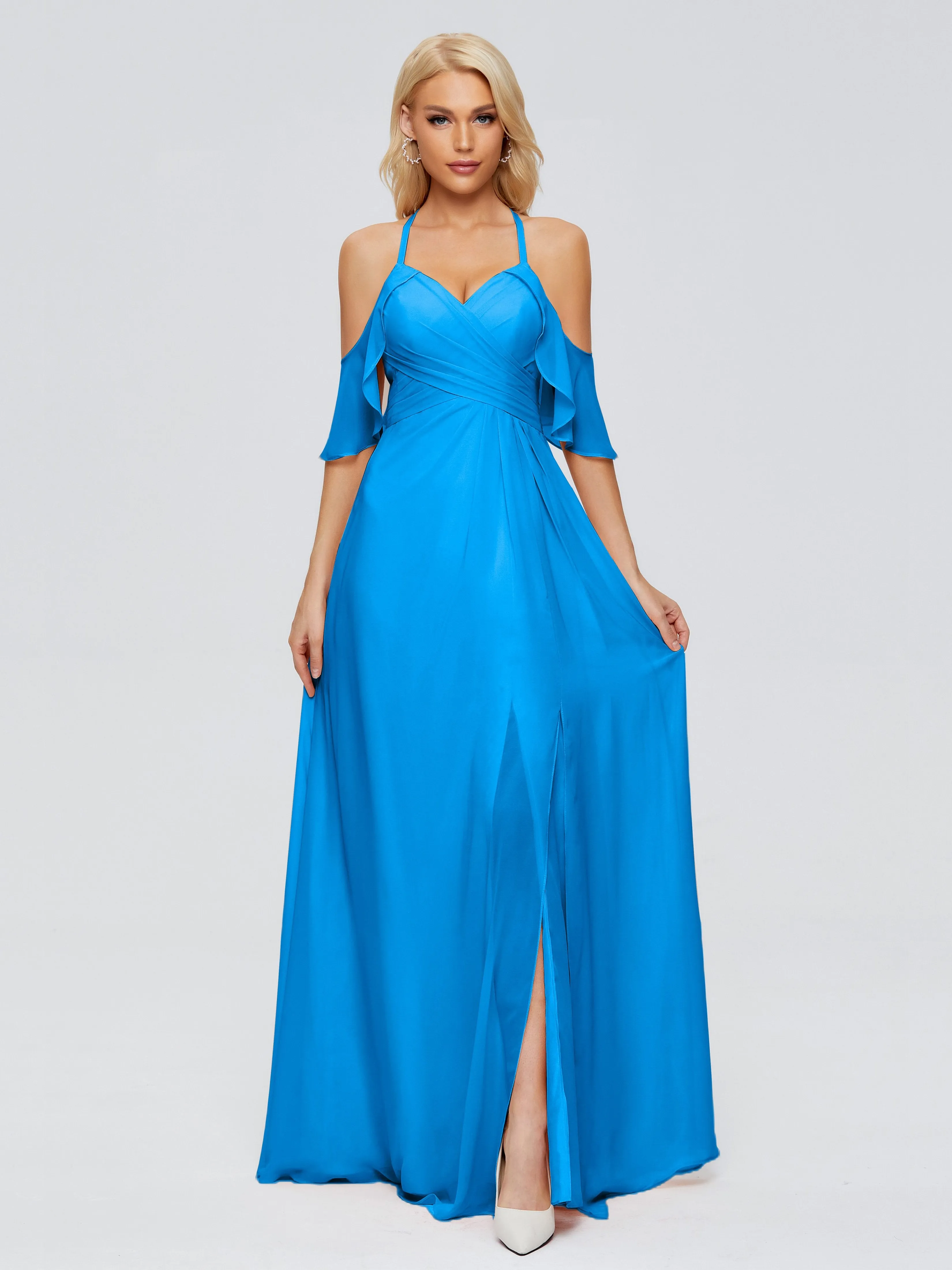 Taylor Elegant A-line Split Chiffon Bridesmaid Dresses