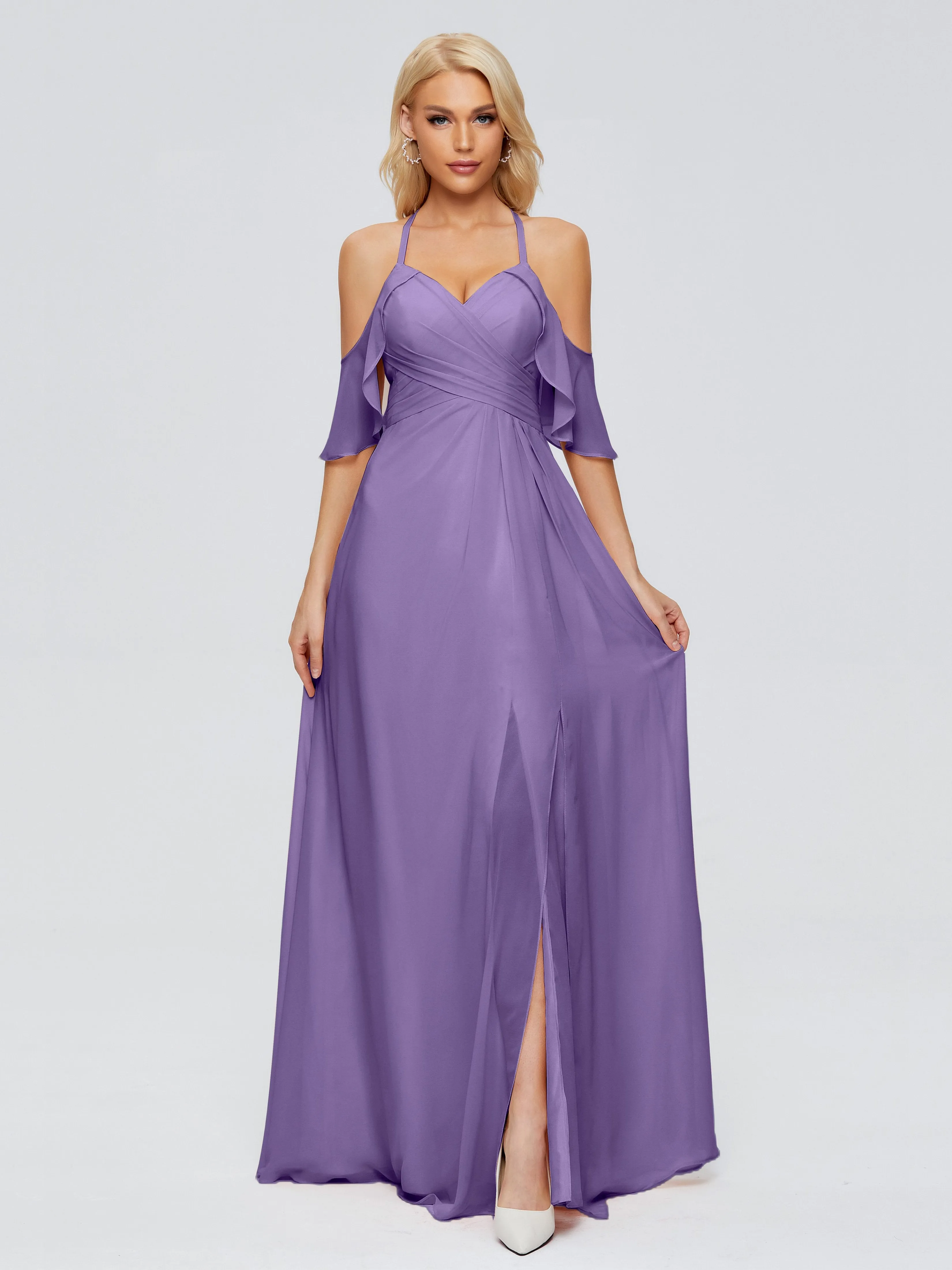 Taylor Elegant A-line Split Chiffon Bridesmaid Dresses