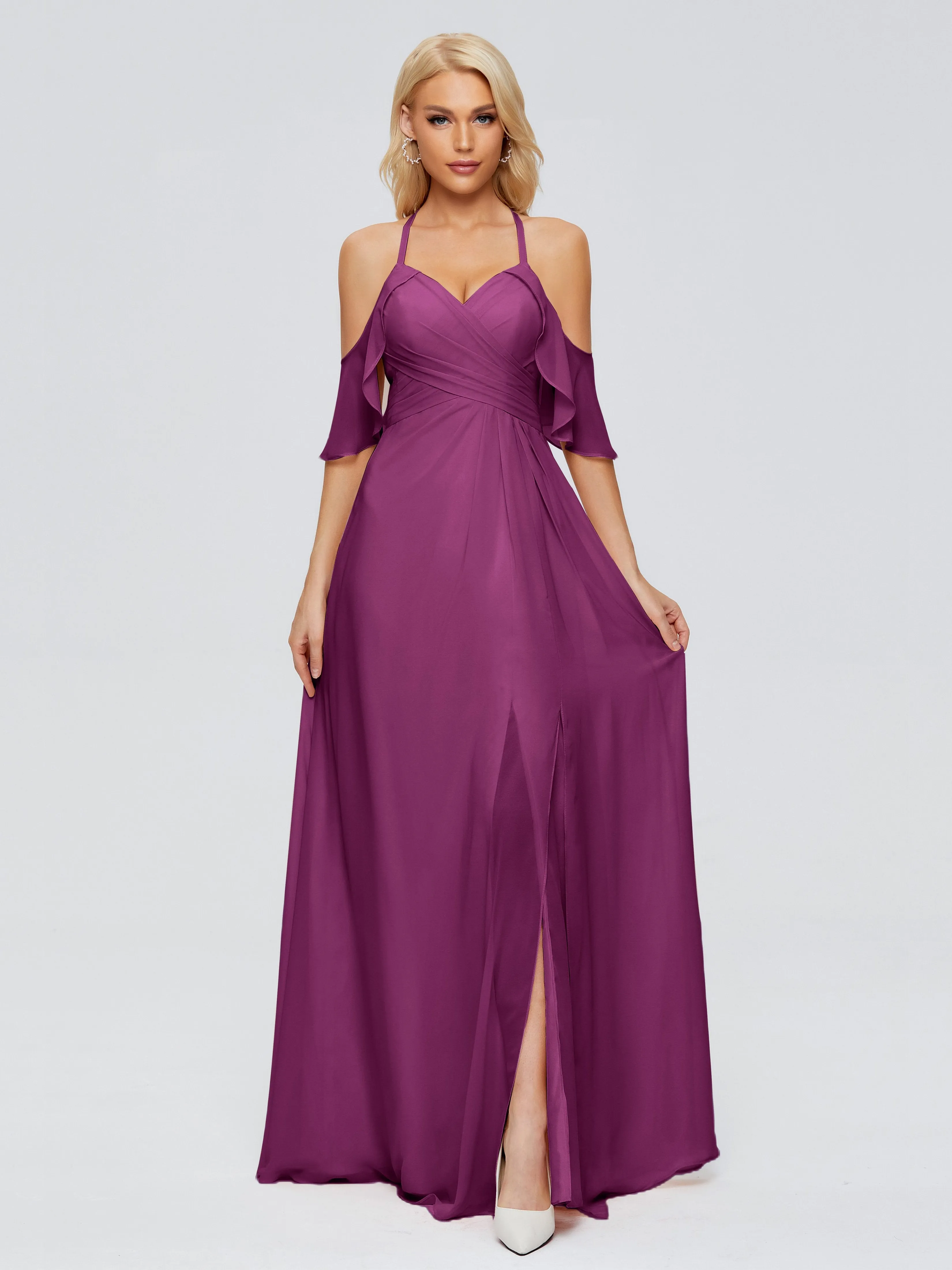 Taylor Elegant A-line Split Chiffon Bridesmaid Dresses