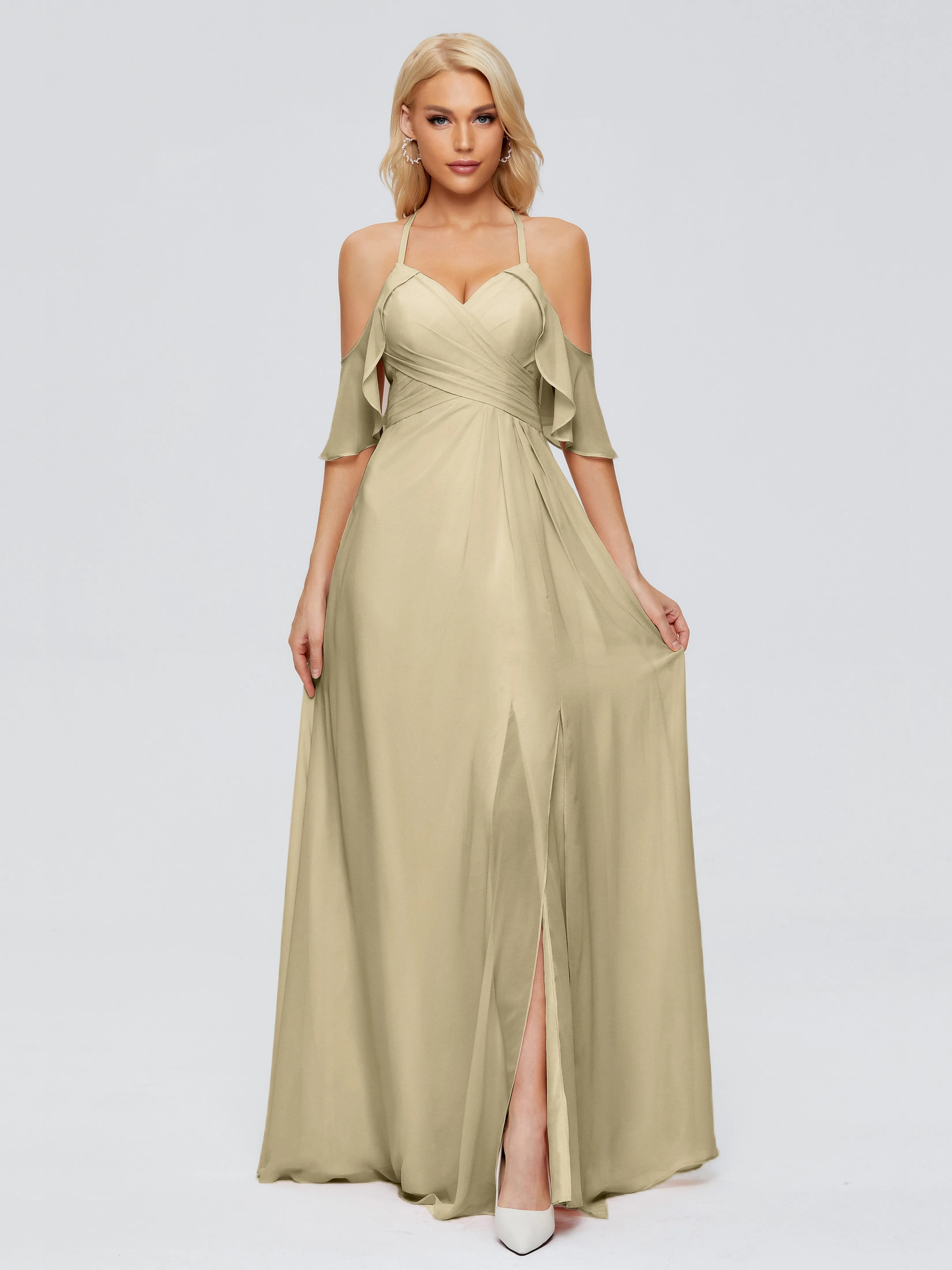 Taylor Elegant A-line Split Chiffon Bridesmaid Dresses