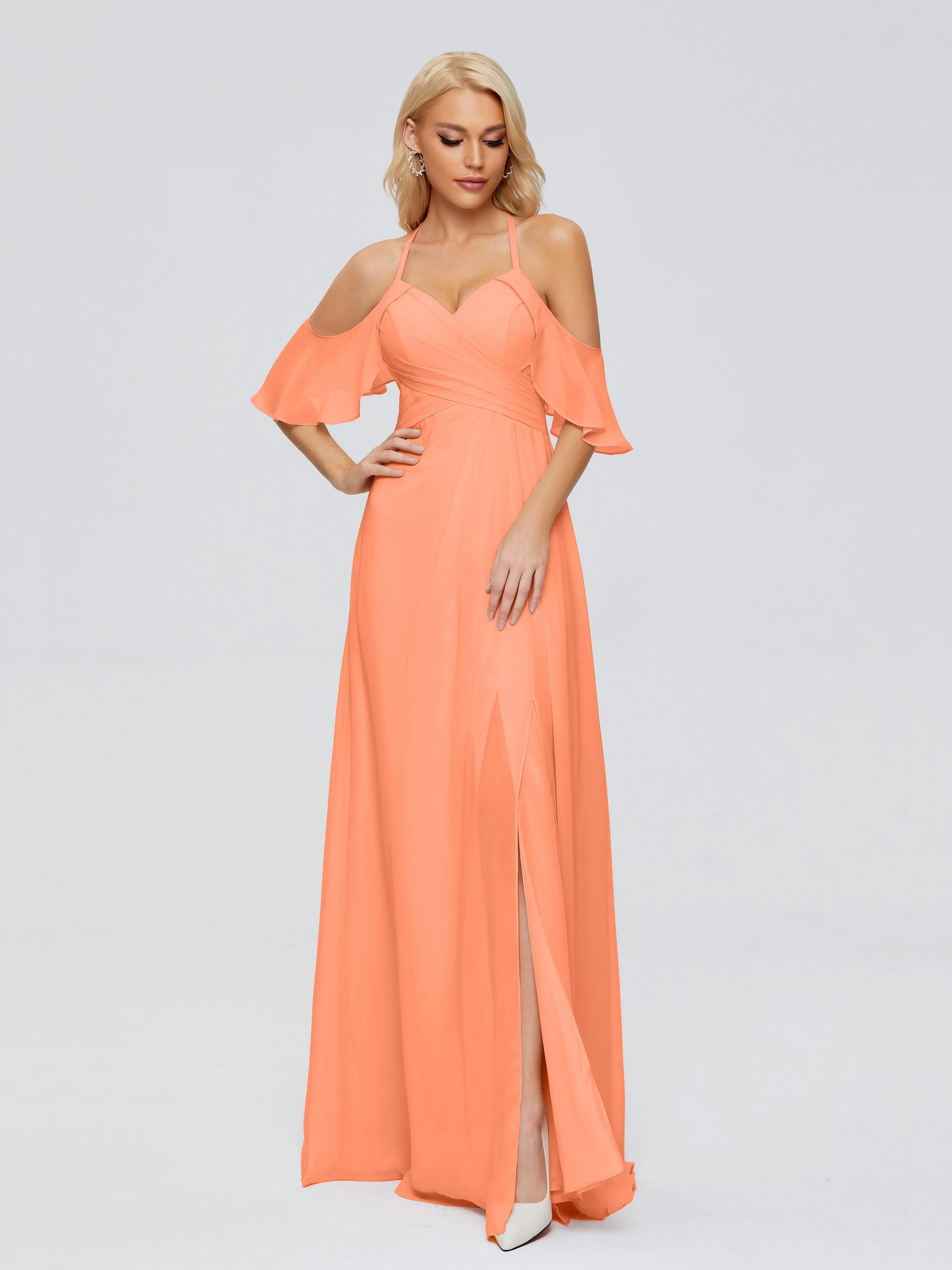 Taylor Elegant A-line Split Chiffon Bridesmaid Dresses
