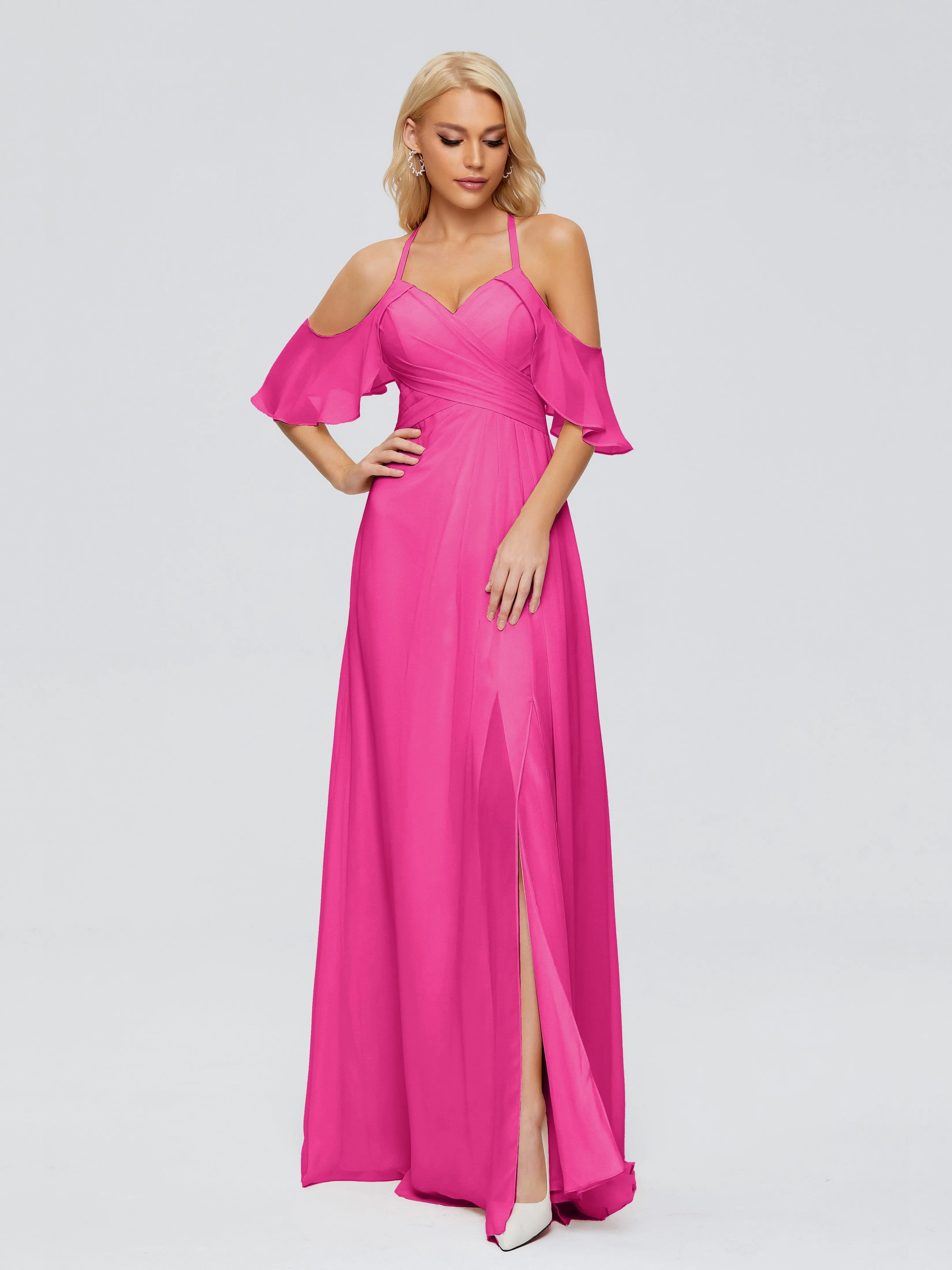 Taylor Elegant A-line Split Chiffon Bridesmaid Dresses