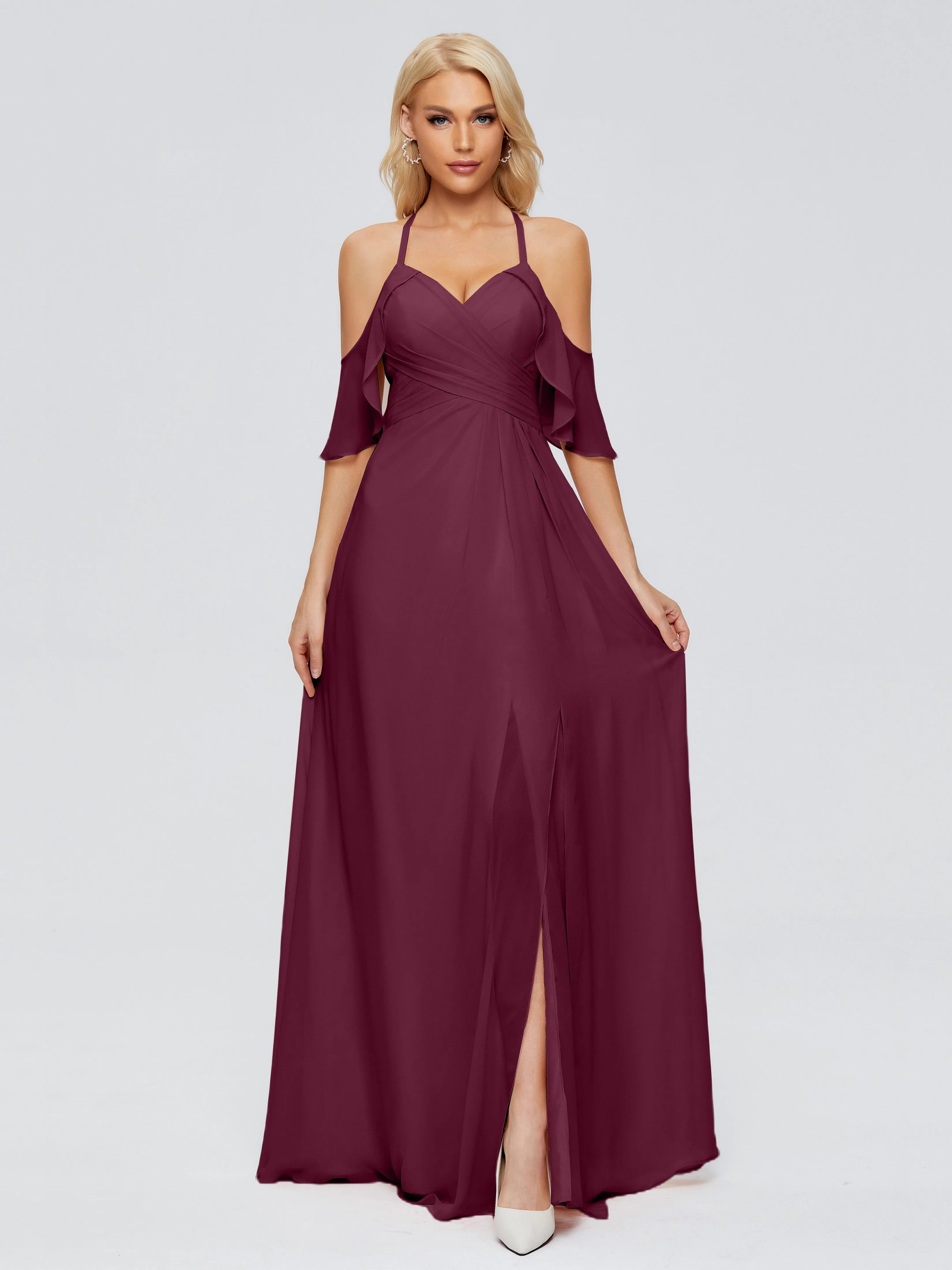 Taylor Elegant A-line Split Chiffon Bridesmaid Dresses