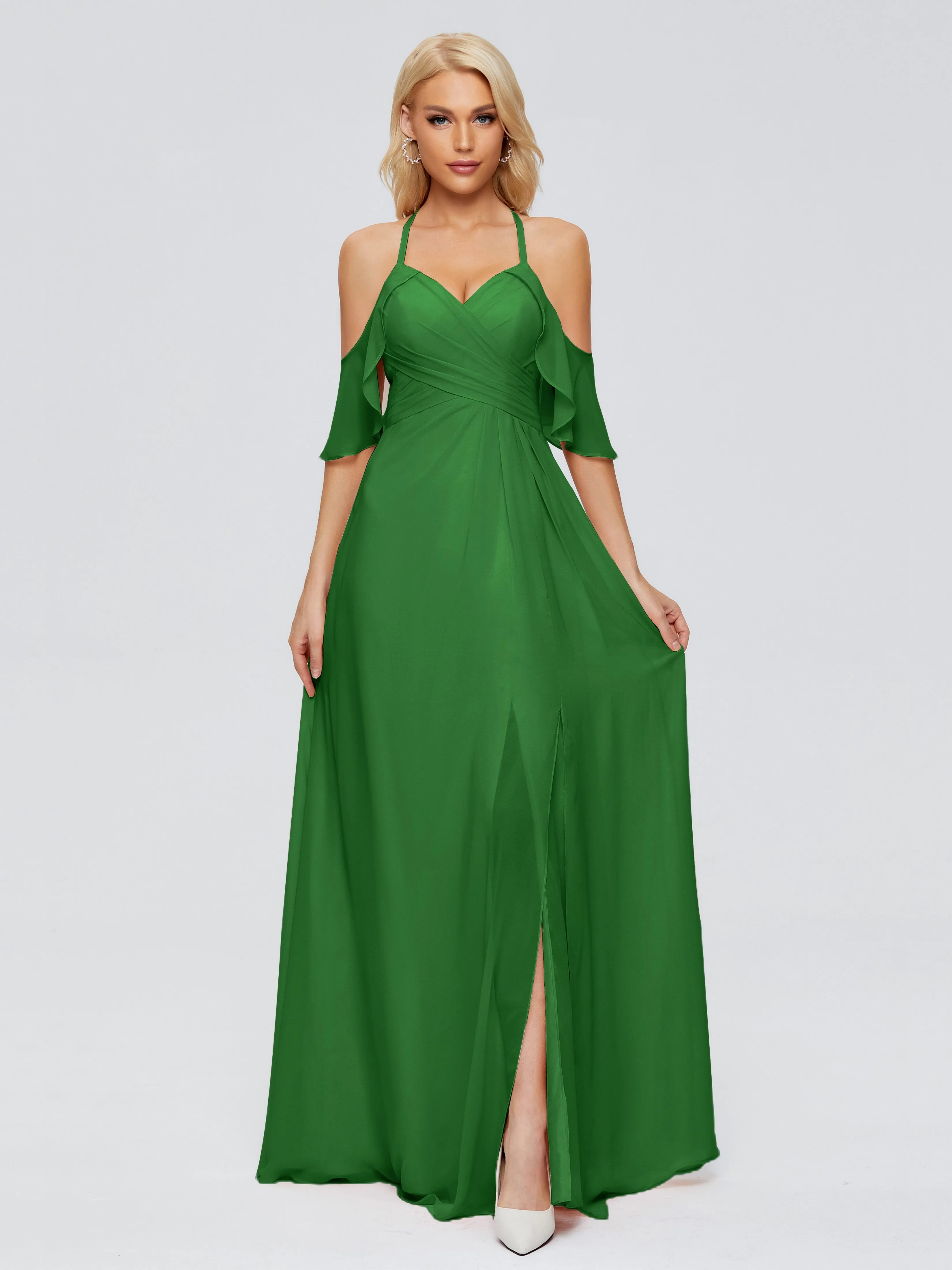Taylor Elegant A-line Split Chiffon Bridesmaid Dresses