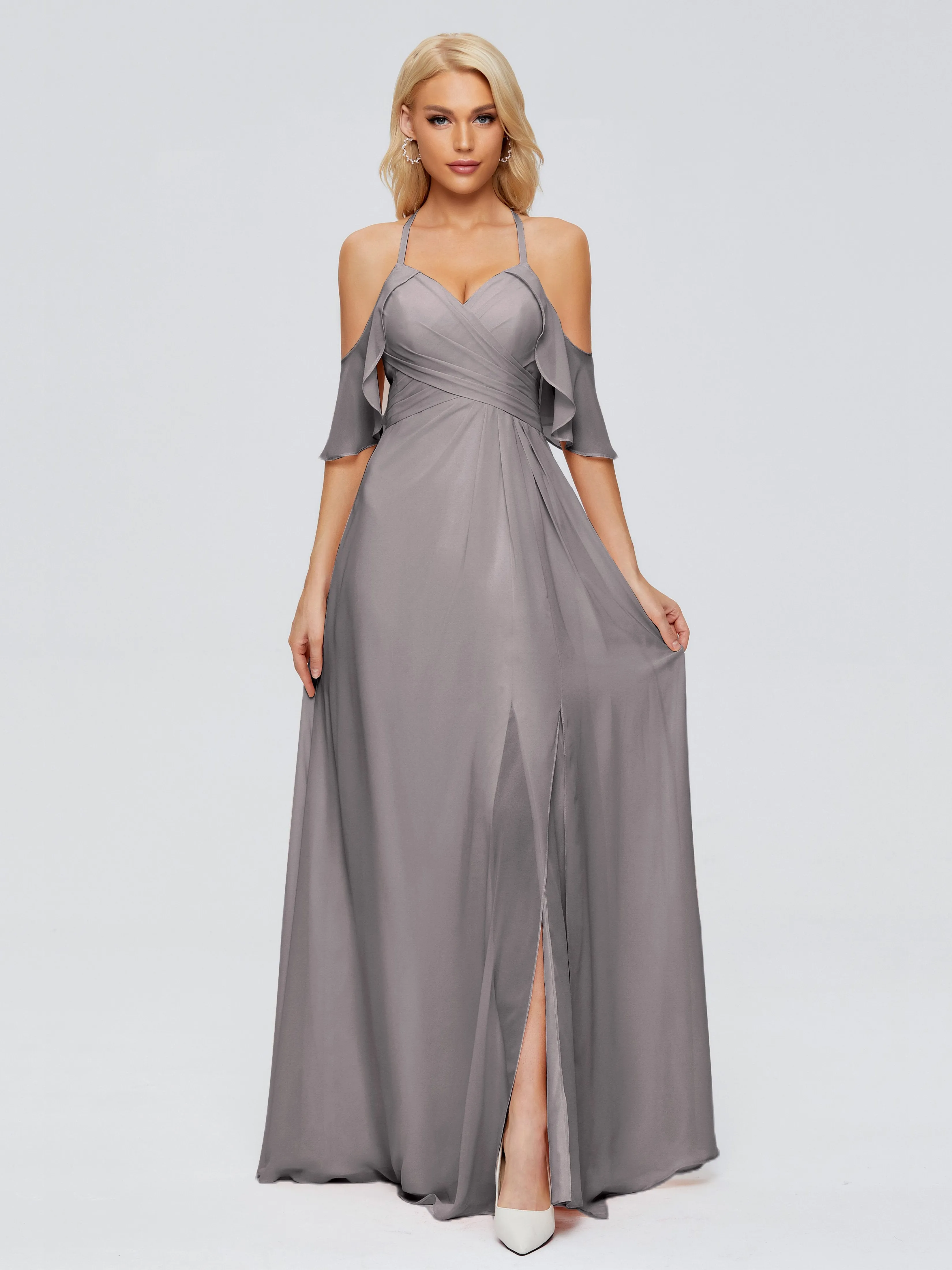 Taylor Elegant A-line Split Chiffon Bridesmaid Dresses