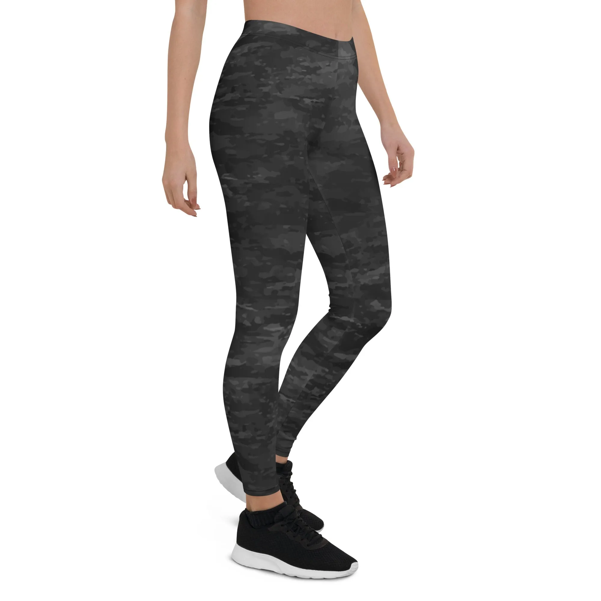 Textured Black Camouflage Leggings