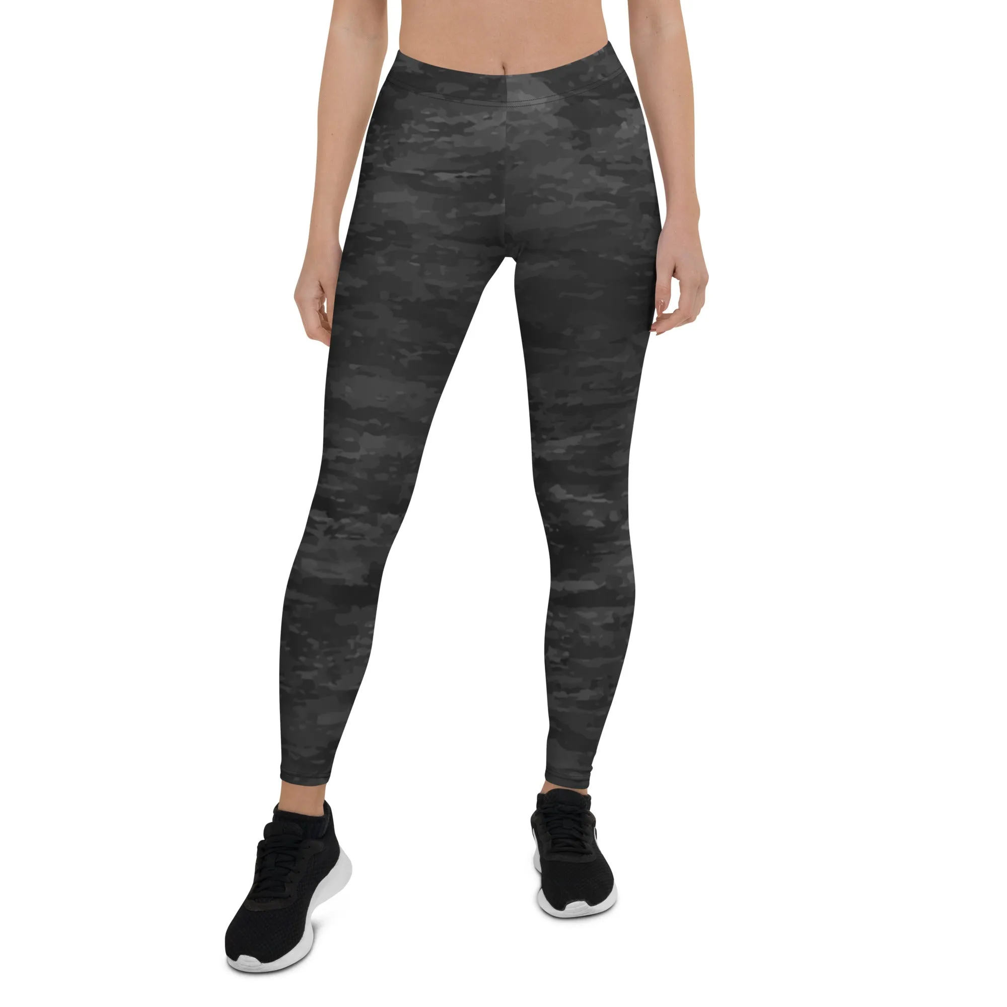 Textured Black Camouflage Leggings