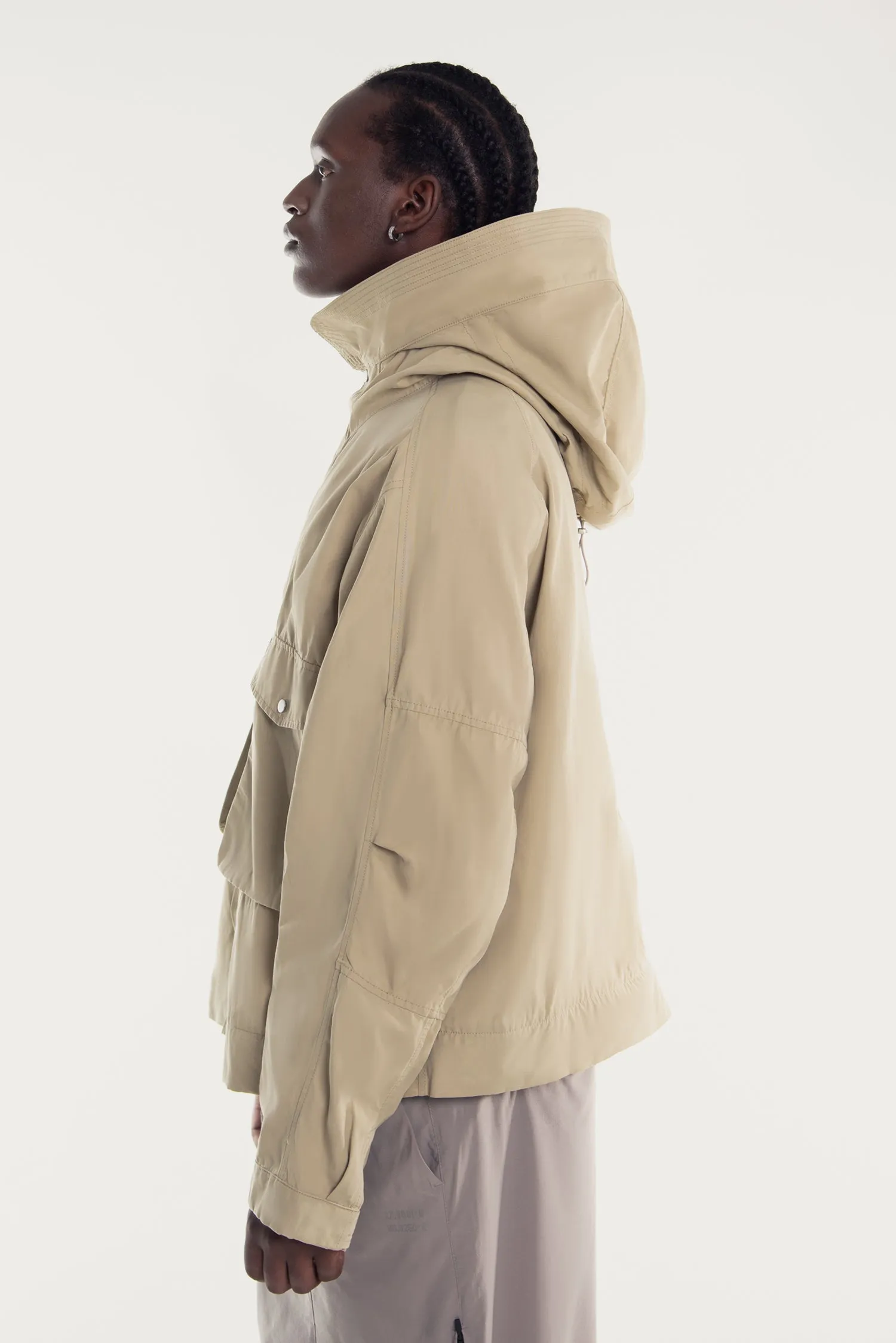 UNISEX WAXED COTTON CONVERTIBLE HOOD PARKA