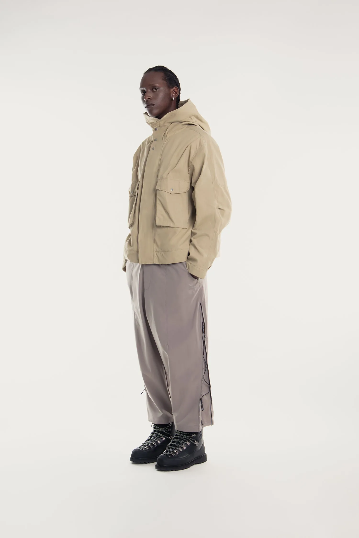 UNISEX WAXED COTTON CONVERTIBLE HOOD PARKA