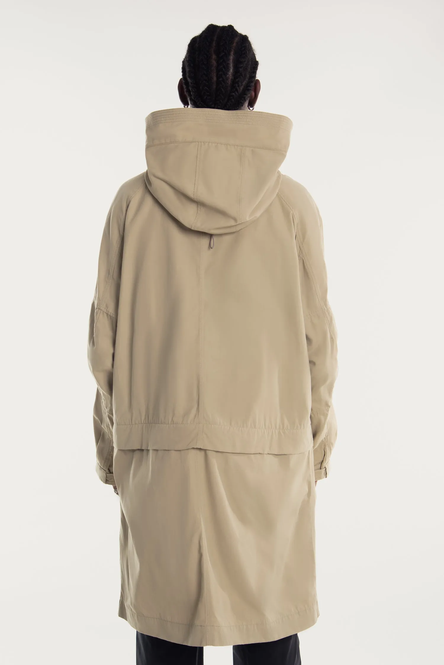 UNISEX WAXED COTTON CONVERTIBLE HOOD PARKA
